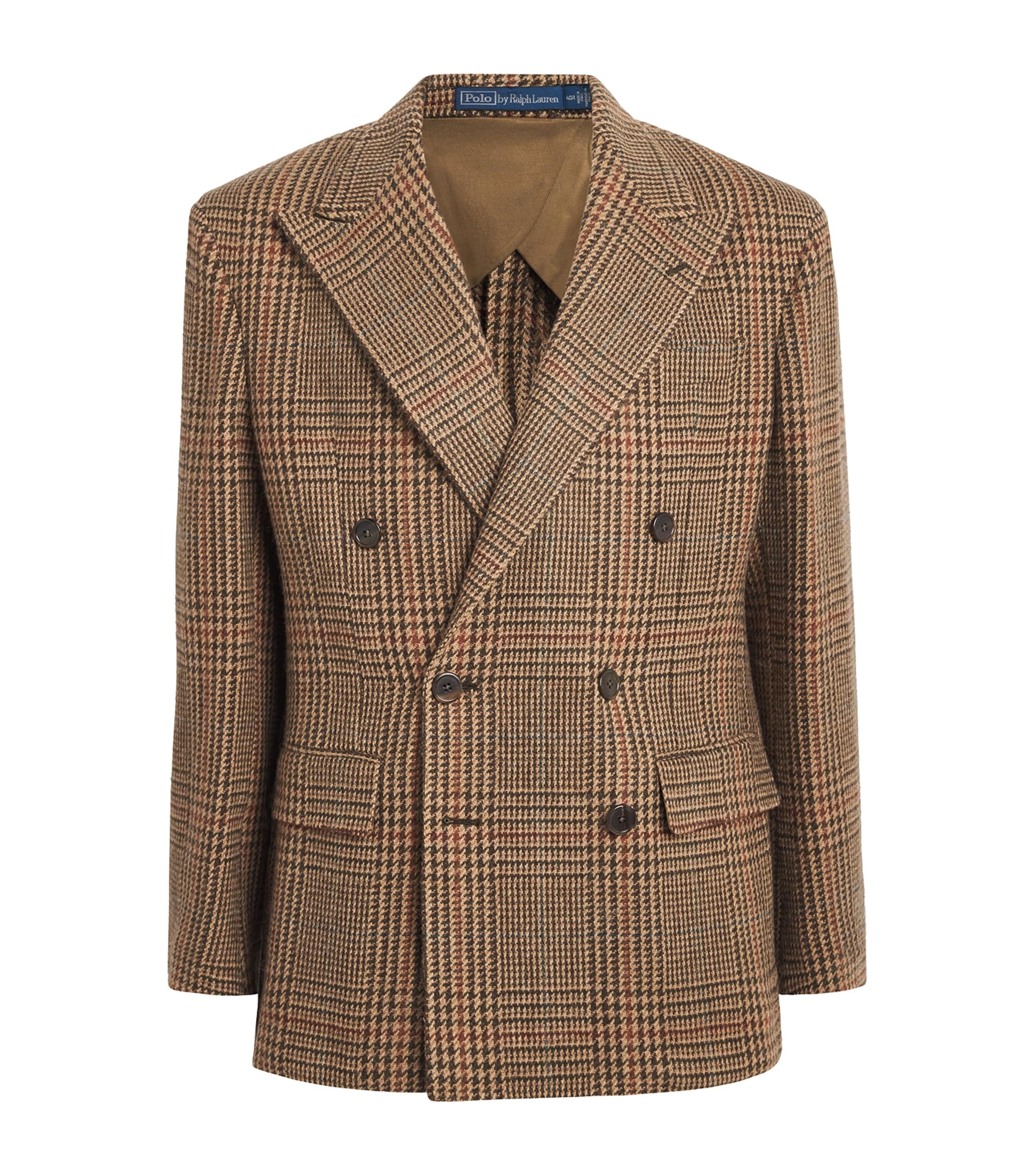Polo Ralph Lauren Mens Wool Heyworth Glen Plaid Blazer Tan/brn W Rst/tl Oc