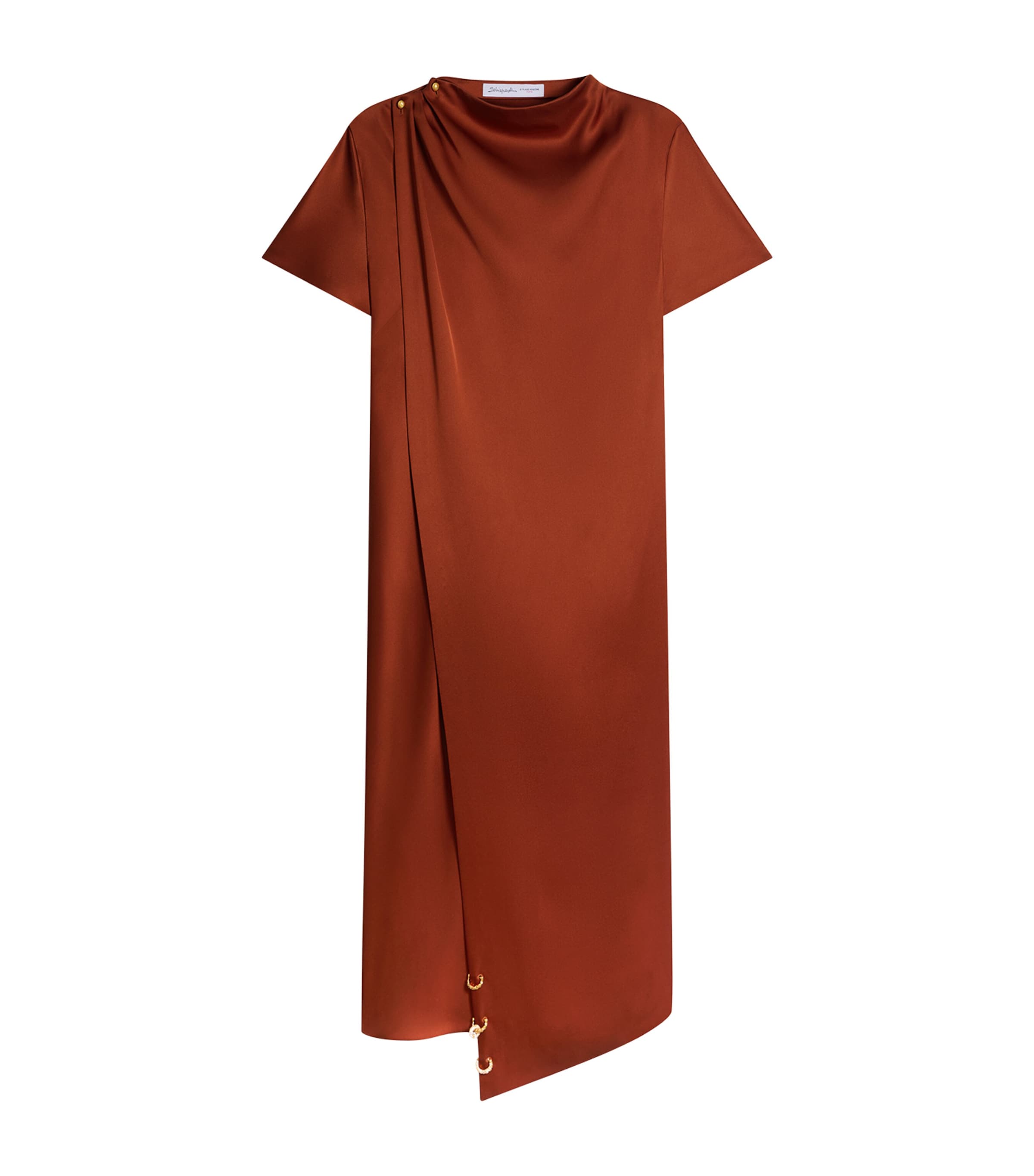 Schiaparelli Womens Silk Scarf Midi Dress Rust