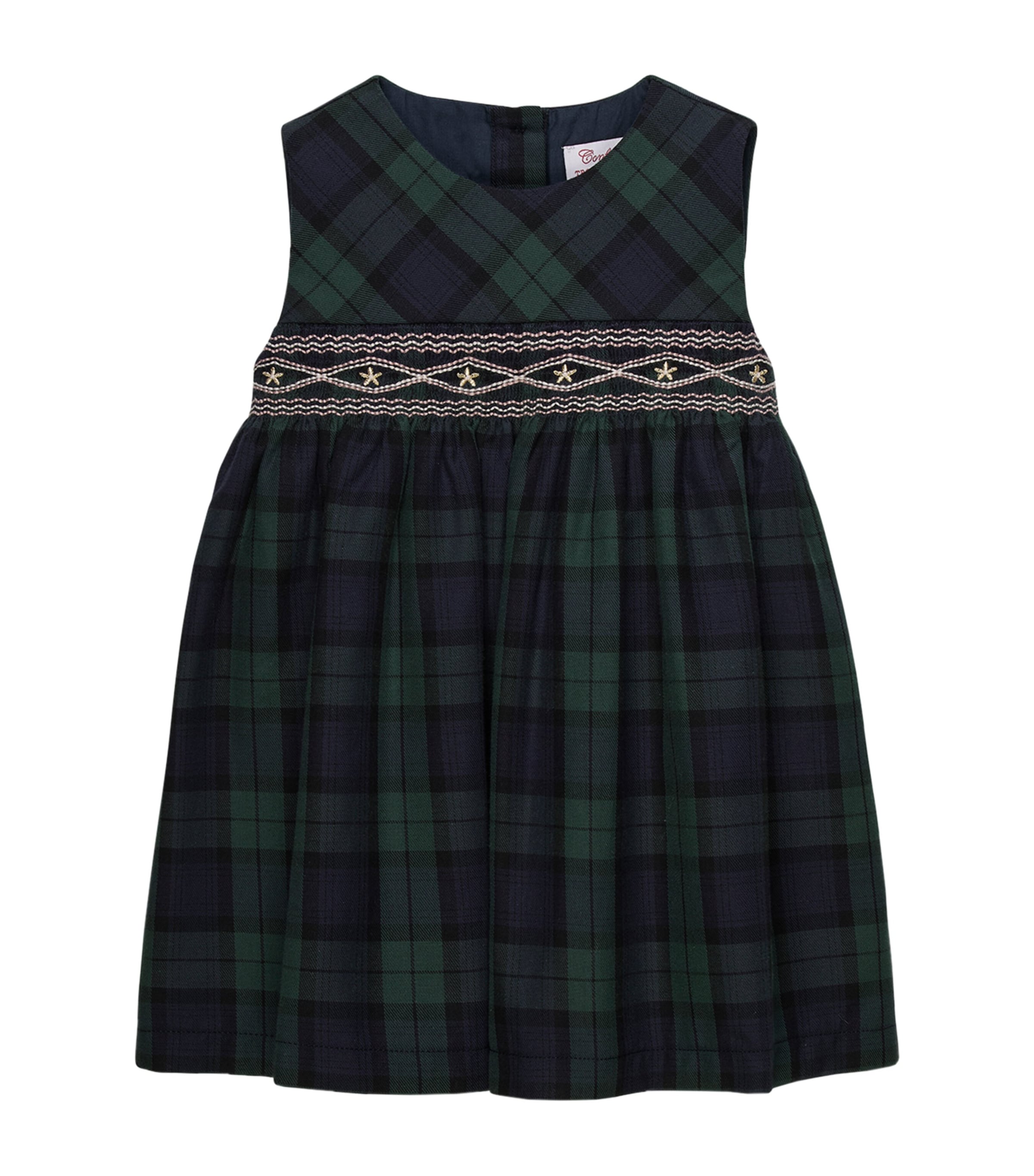 Trotters Cotton Tartan Smocked Dress (6-24 Months) Navy
