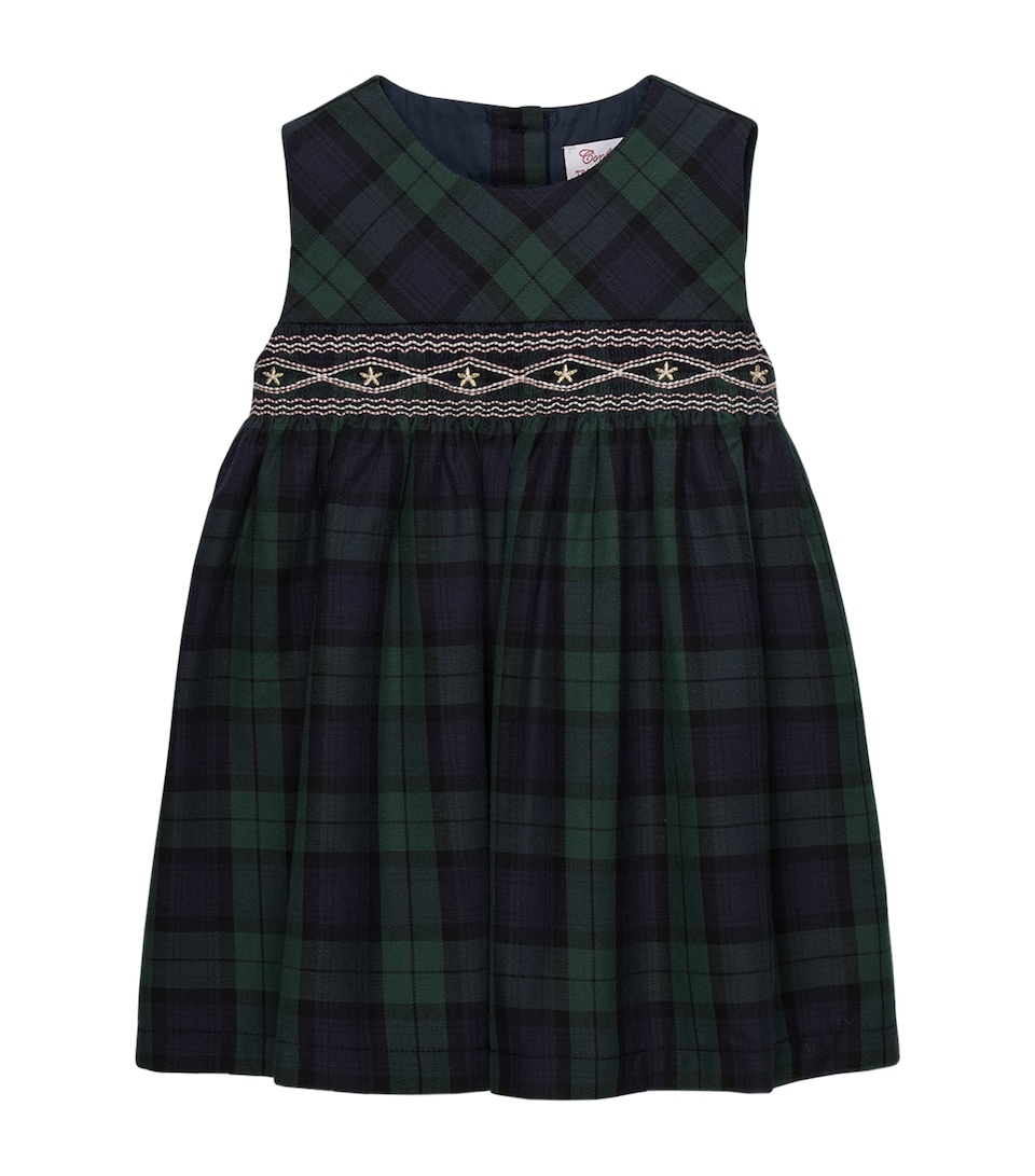 Trotters Cotton Tartan Smocked Dress (6-24 Months) Navy