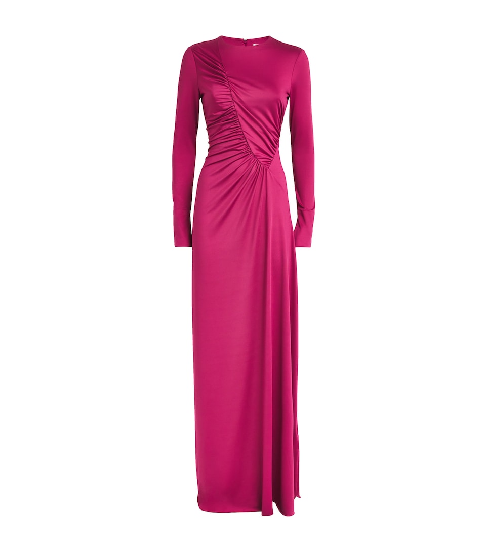 Long-Sleeve Ruched Maxi Dress