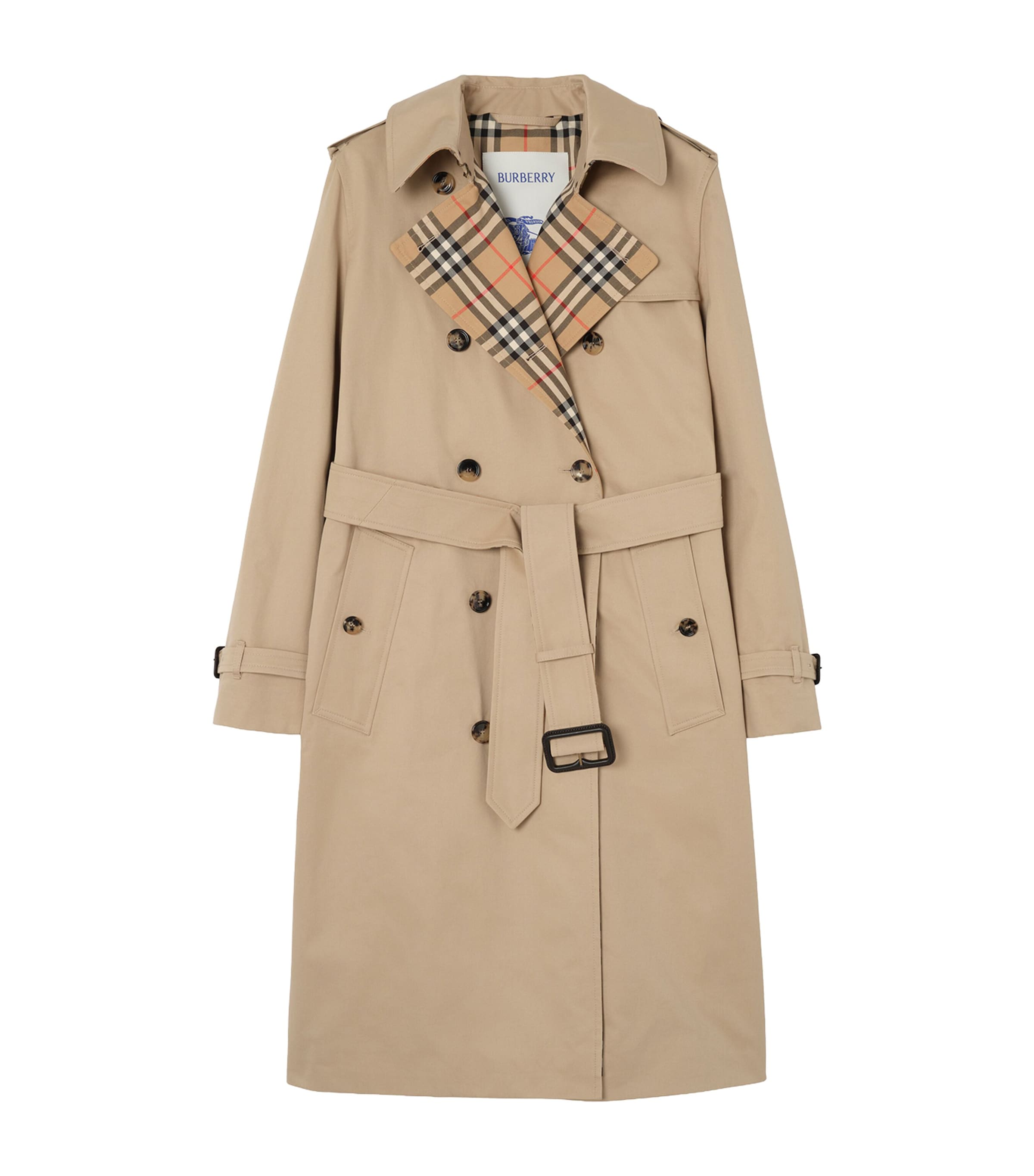 Burberry Womens Gabardine Lakefield Trench Coat Honey