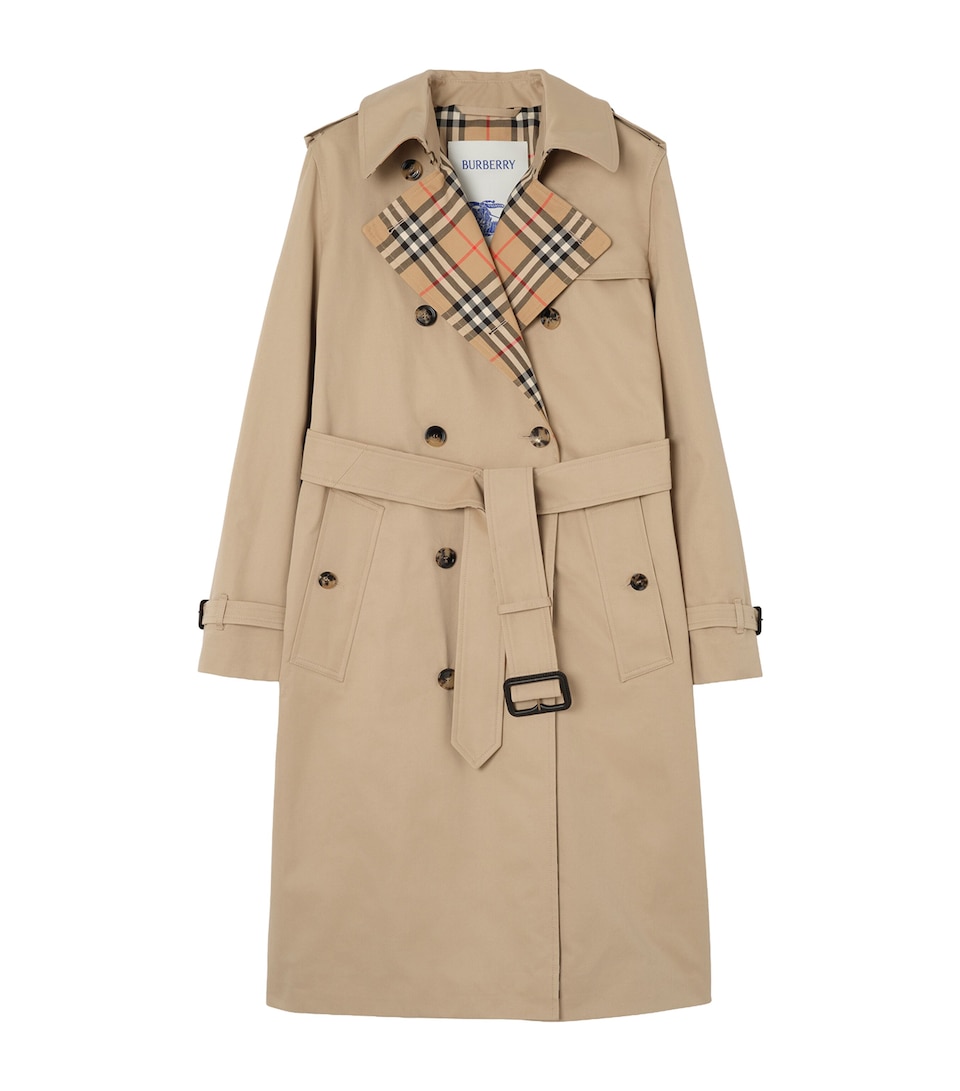 Burberry Womens Gabardine Lakefield Trench Coat Honey