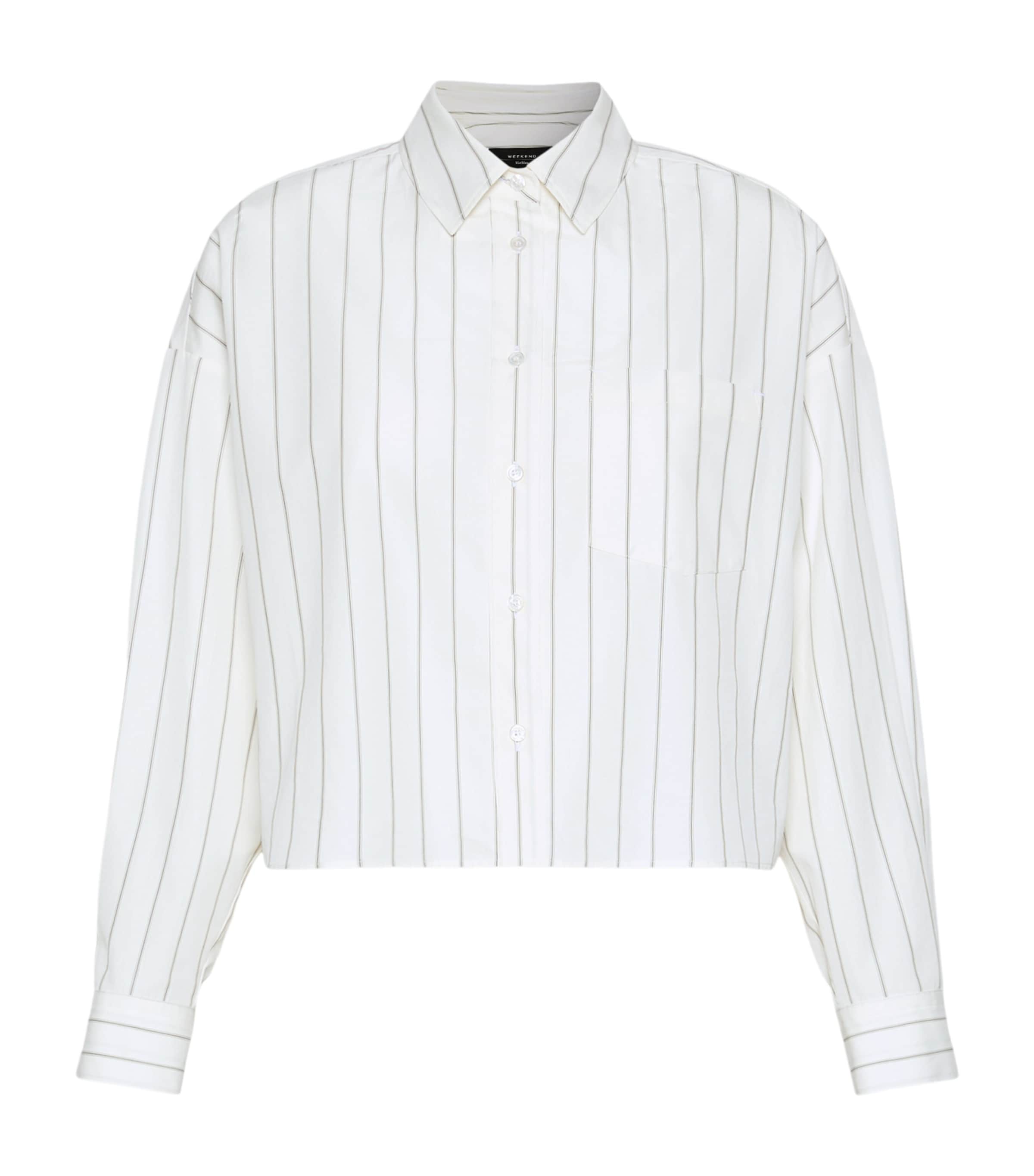 Weekend Max Mara Womens Satin-Panel Stripe Shirt Brown