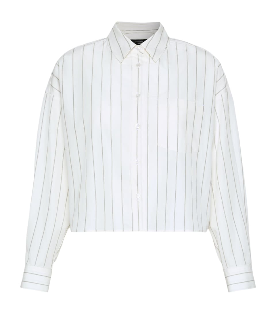 Weekend Max Mara Womens Satin-Panel Stripe Shirt Brown