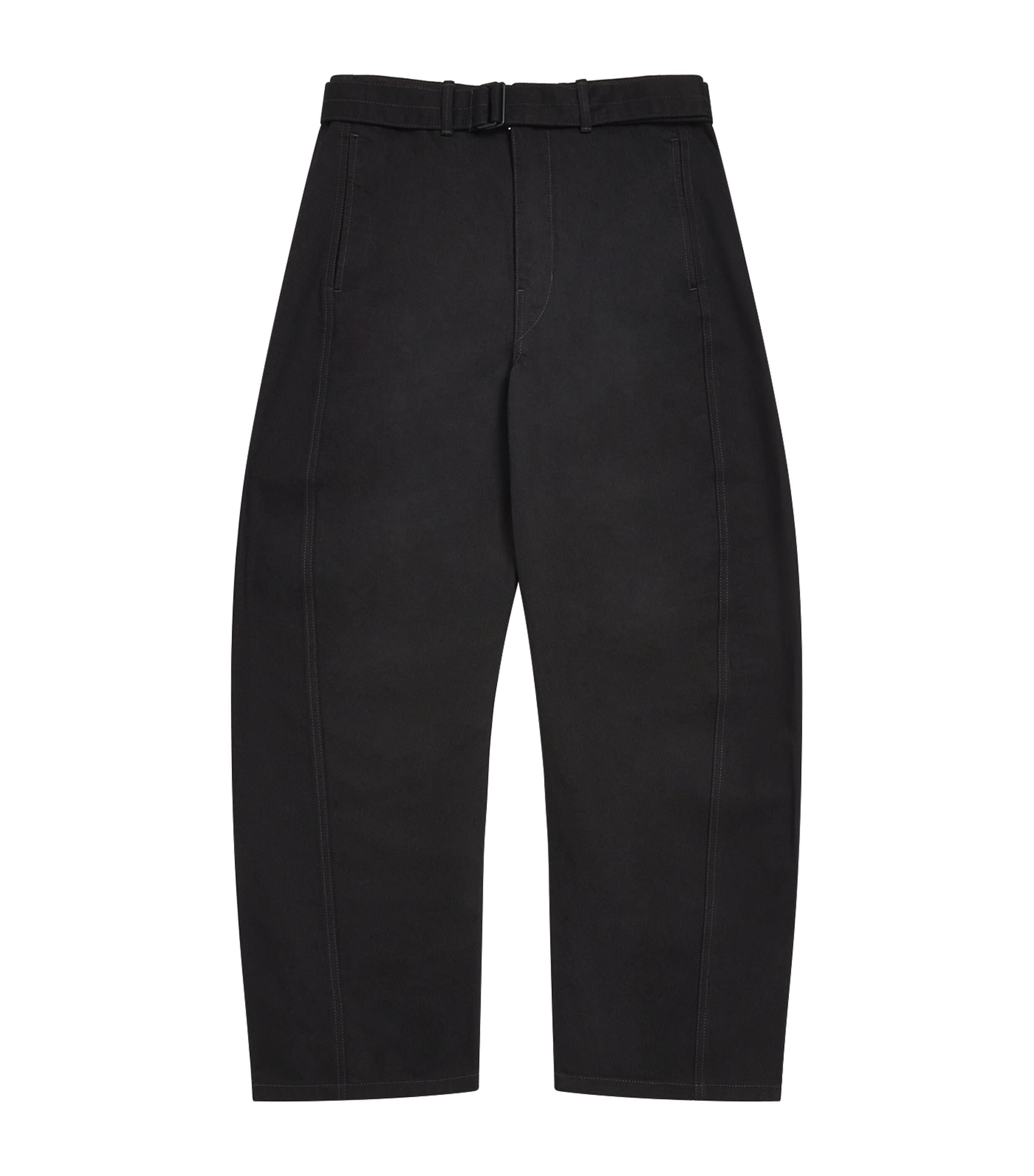 Cotton Twisted-Seam Belted Trousers