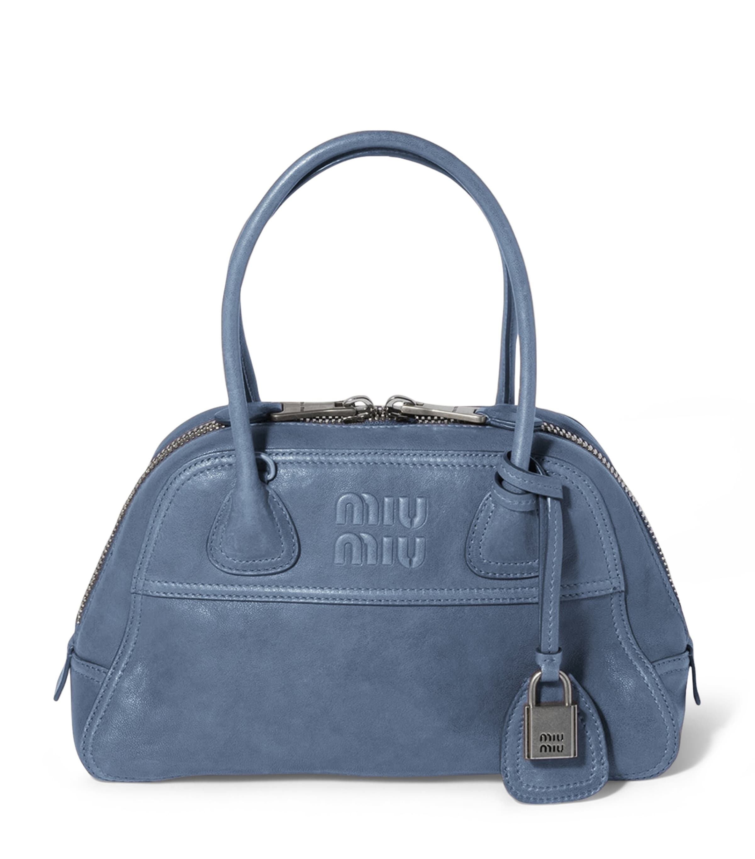 Miu Miu Nappa Leather Vivant Top-Handle Bag Blue