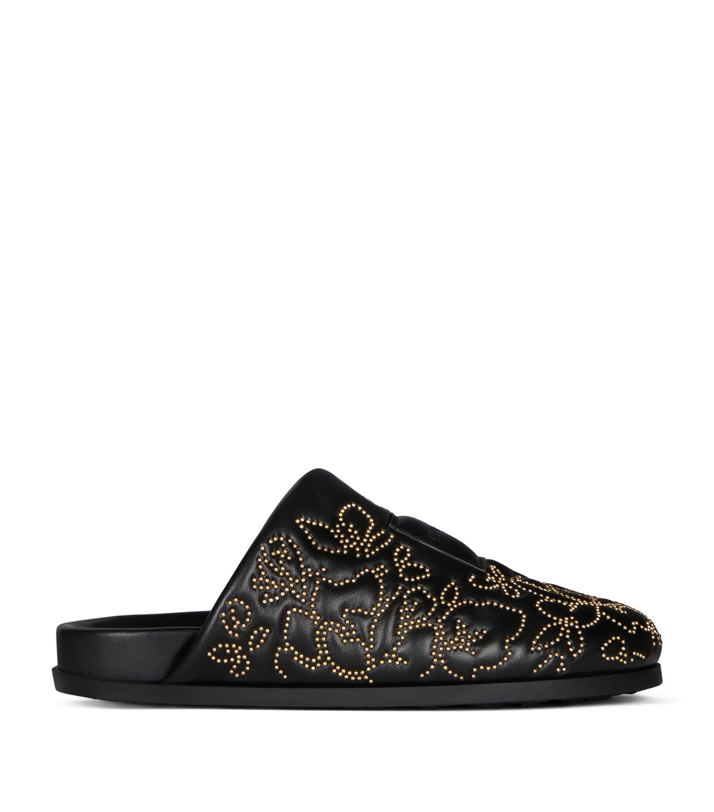 Givenchy Calfskin Embellished Slippers Black/golden