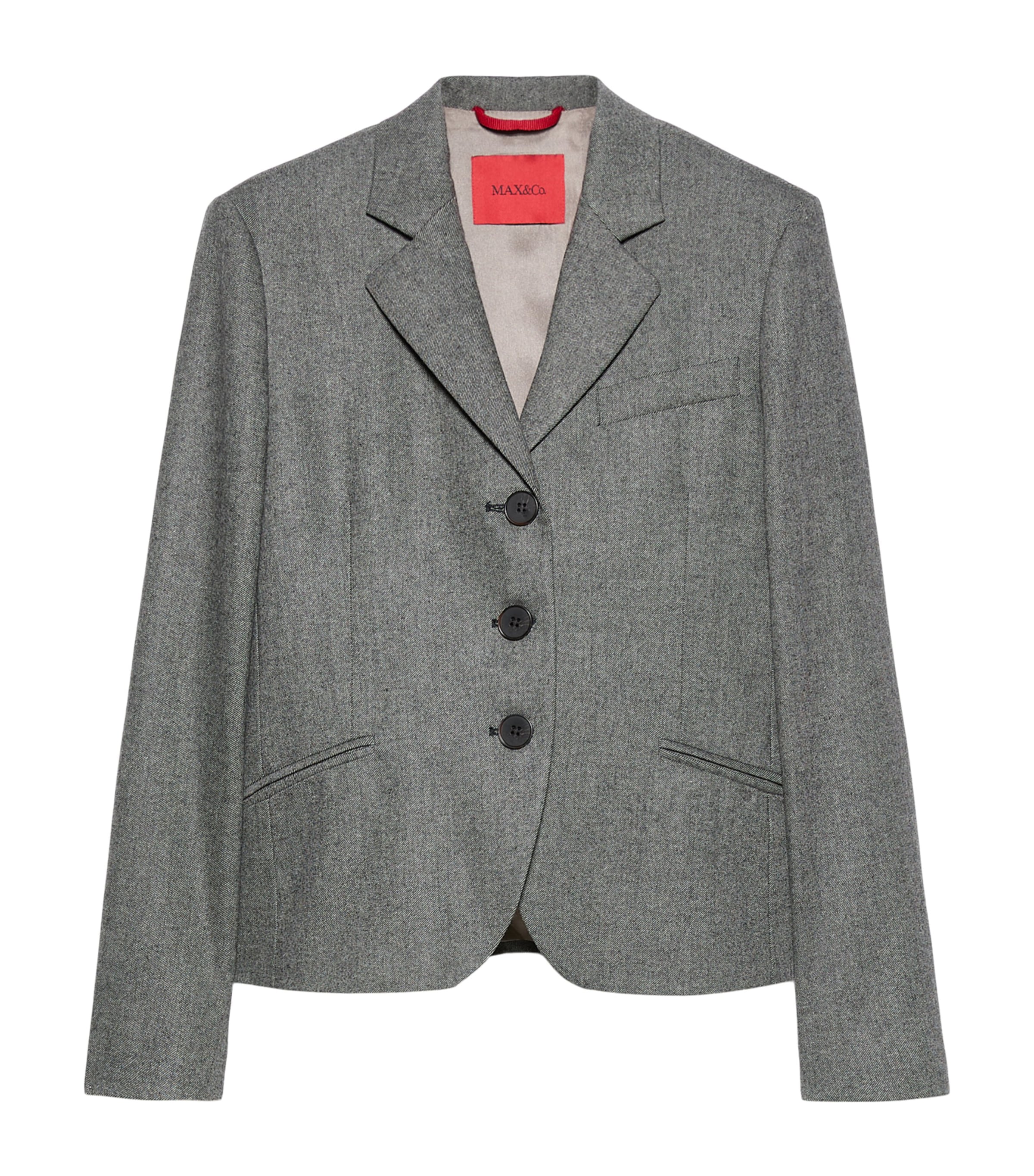 MAX&Co. Womens Button-Up Cropped Jacket Black