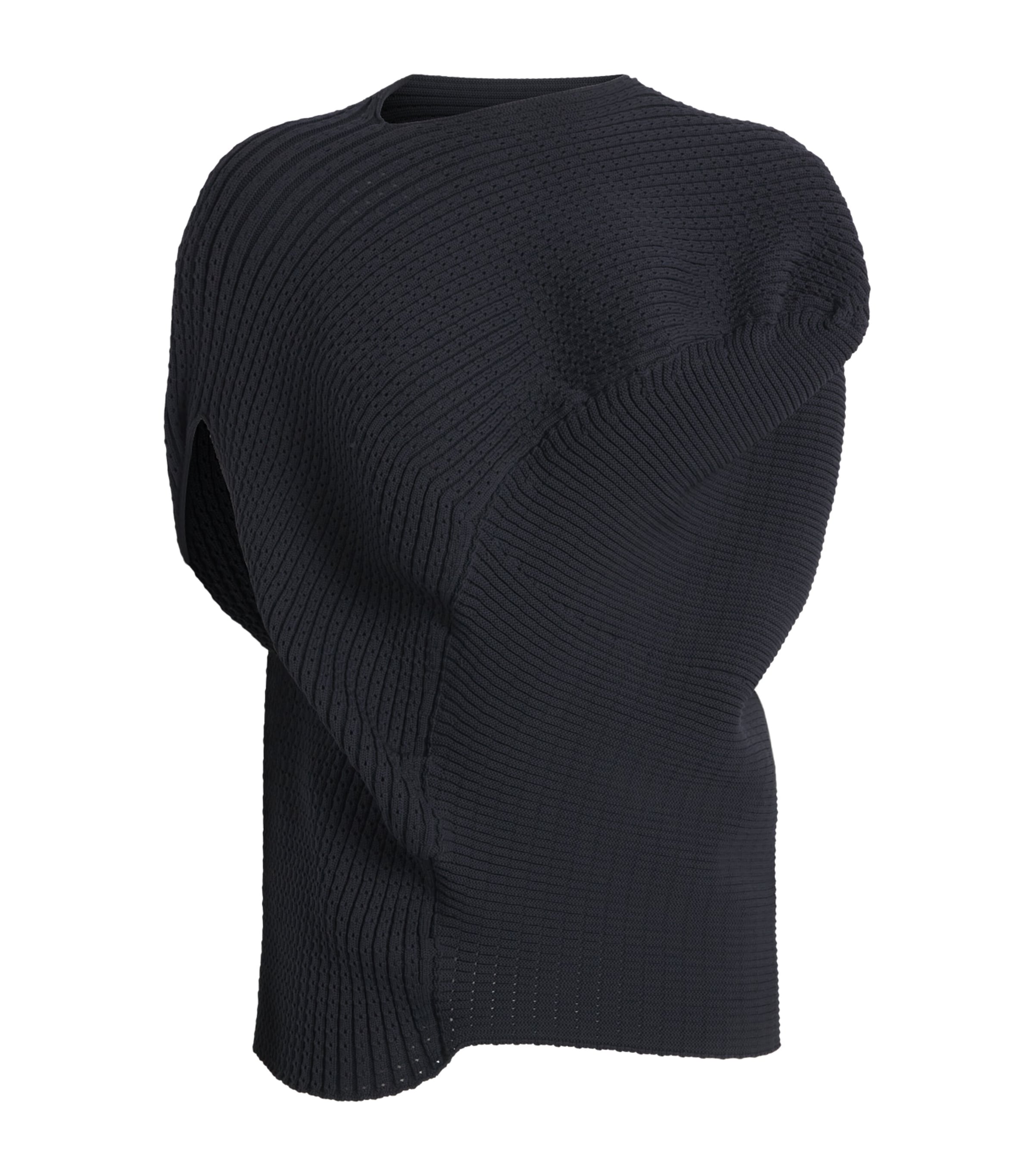 Issey Miyake Womens Found Stone Knitted Top Black