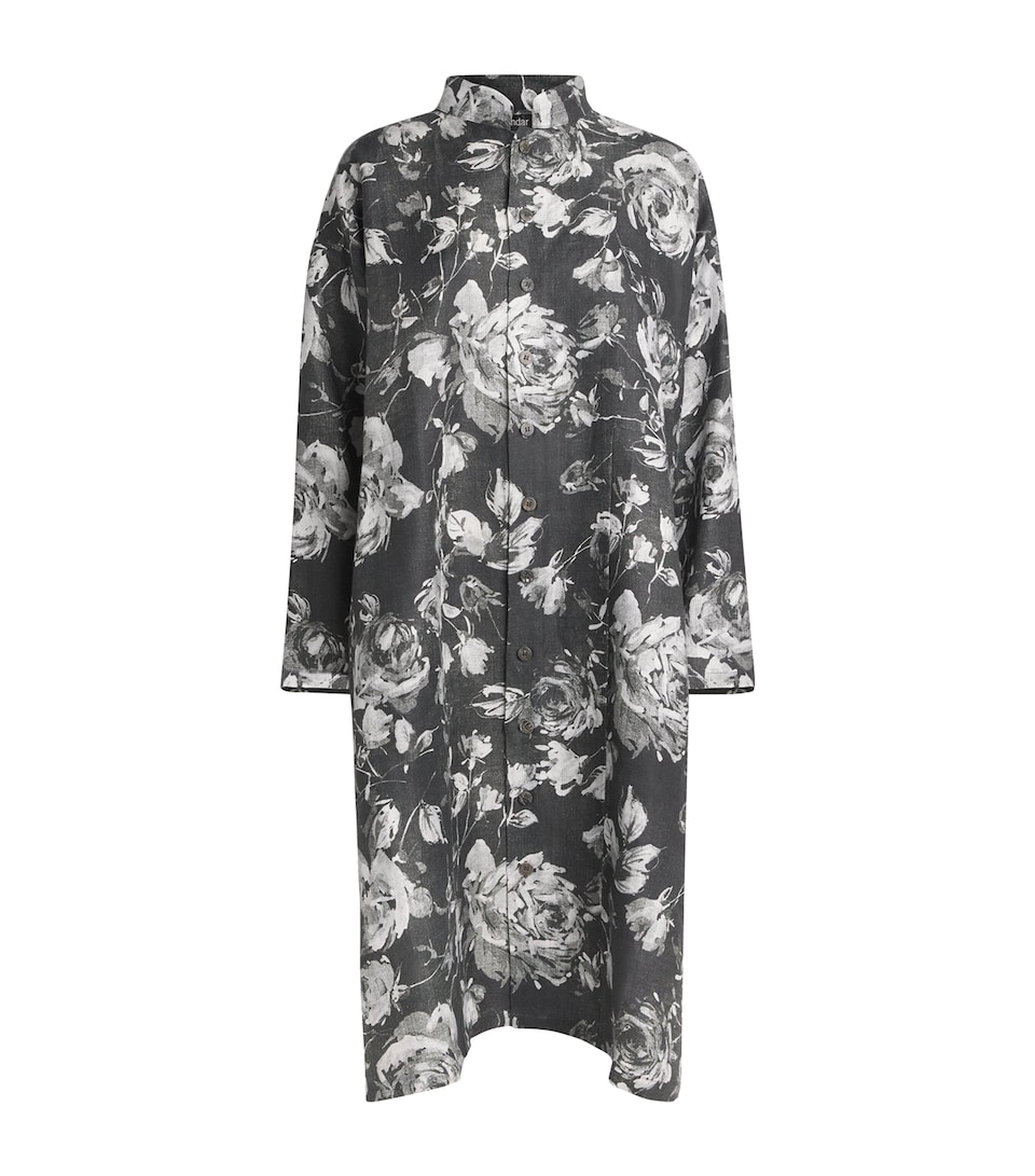 Eskandar Womens Linen A-Line Panelled Jacket Mnochrom