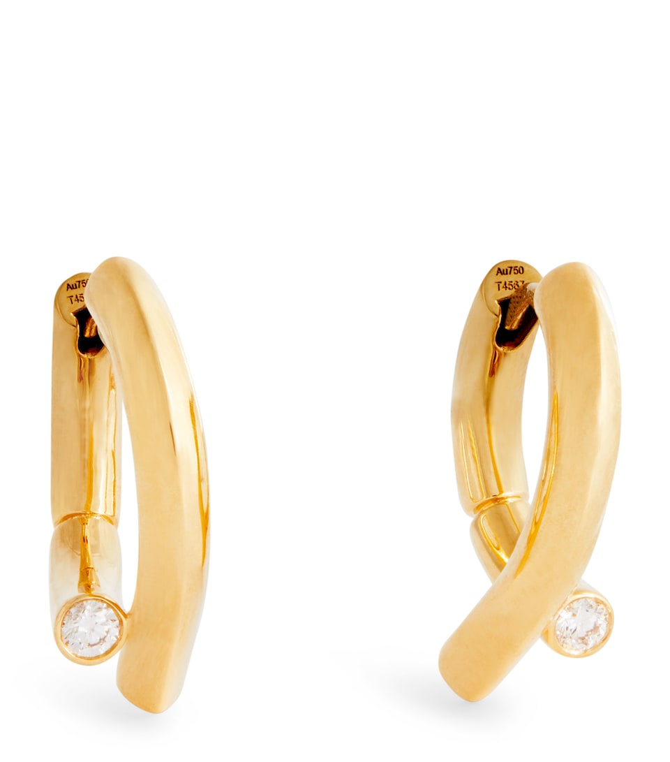 Mini Yellow Gold and Diamond Oera Edition 03 Hoop Earrings