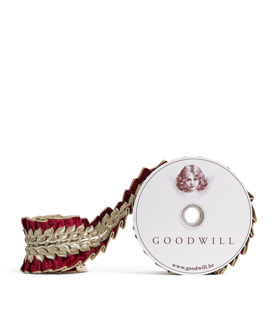 Harrods Ruffled Leaf Ribbon Burgundy