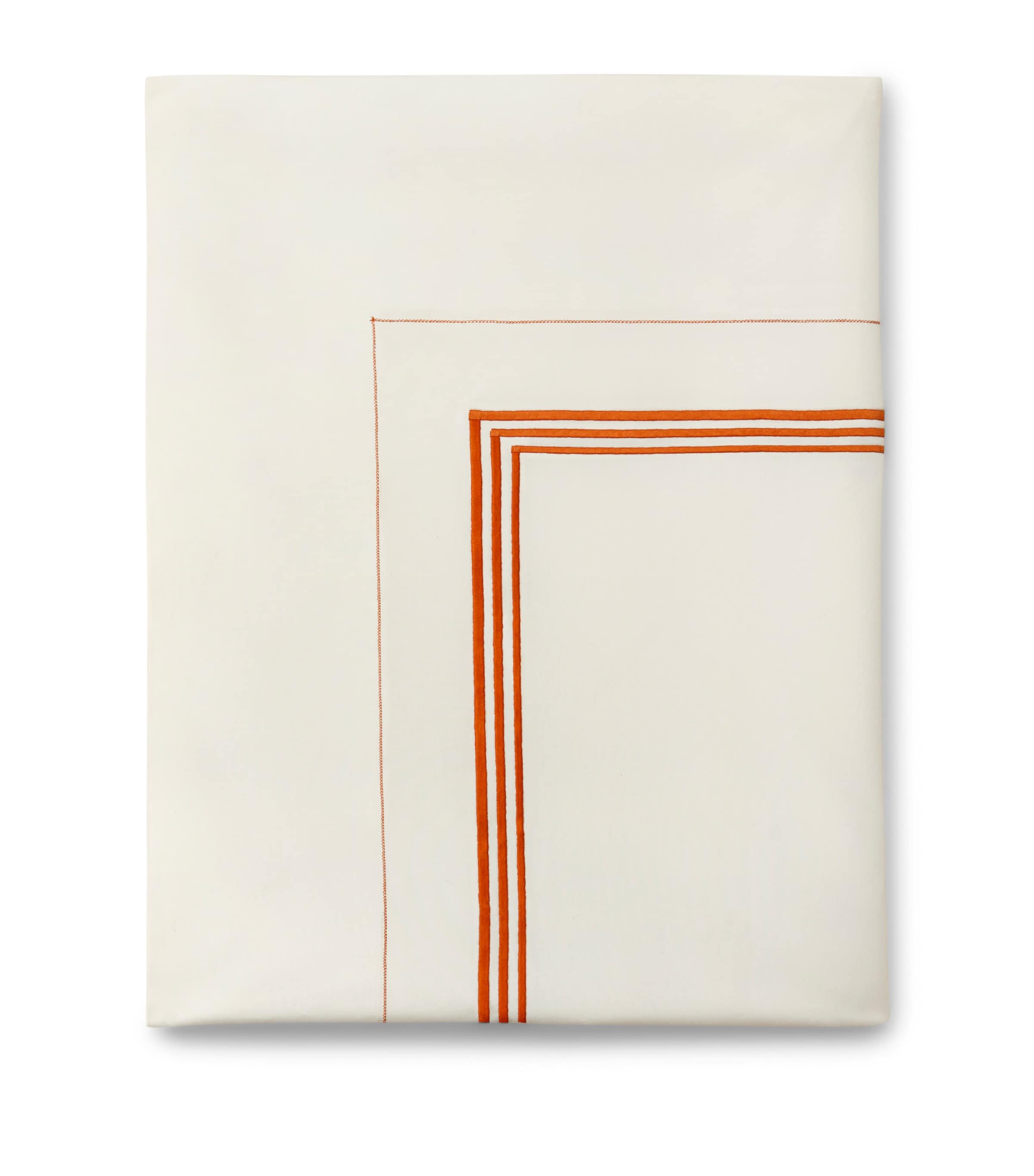 Pratesi Tre Righe King Flat Sheet (275cm x 275cm) Ivory/orange