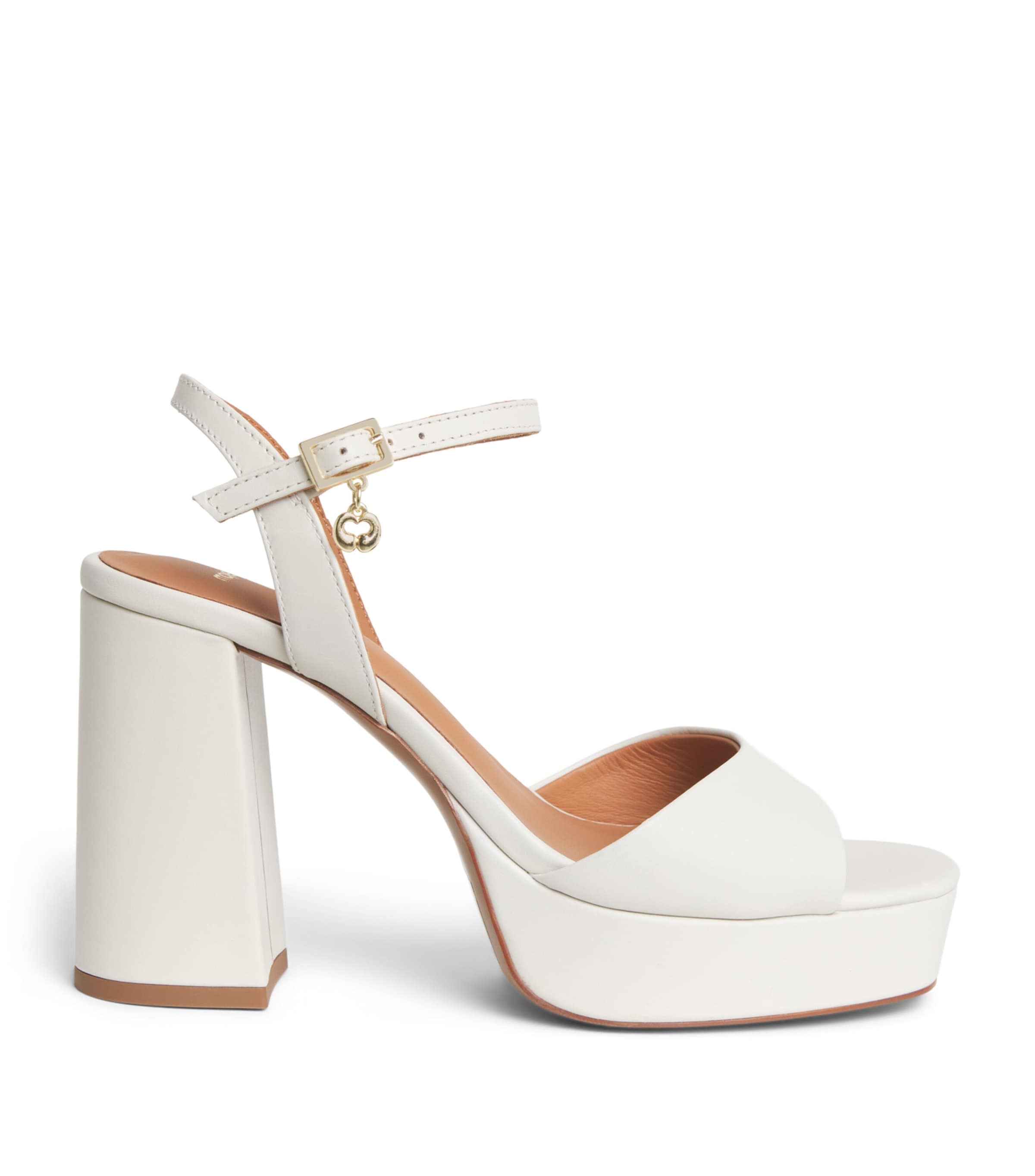 Maje Leather Platform Sandals 100 Ecru
