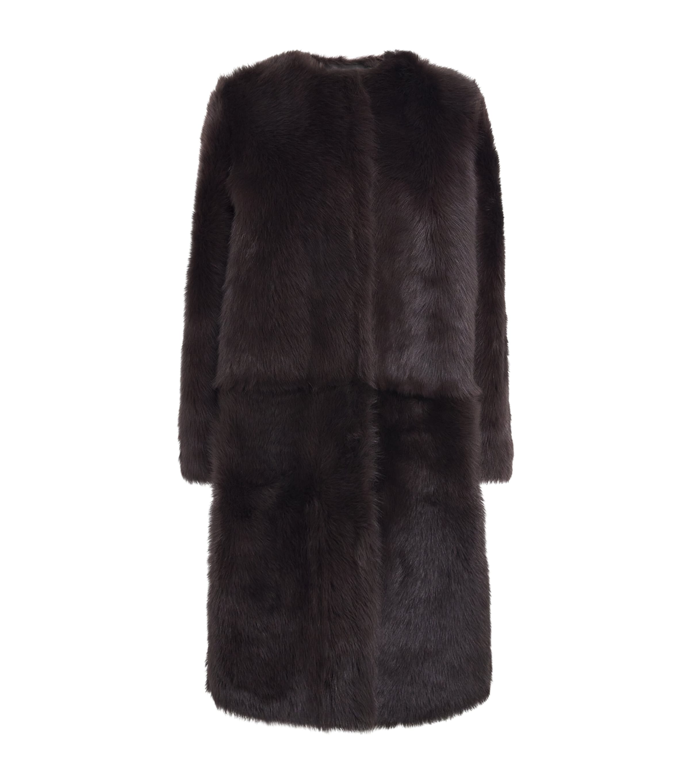 Almada Label Womens Shearling Gemma Coat Chocolate