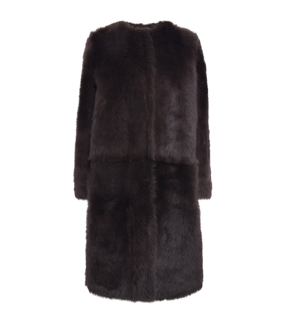 Almada Label Womens Shearling Gemma Coat Chocolate