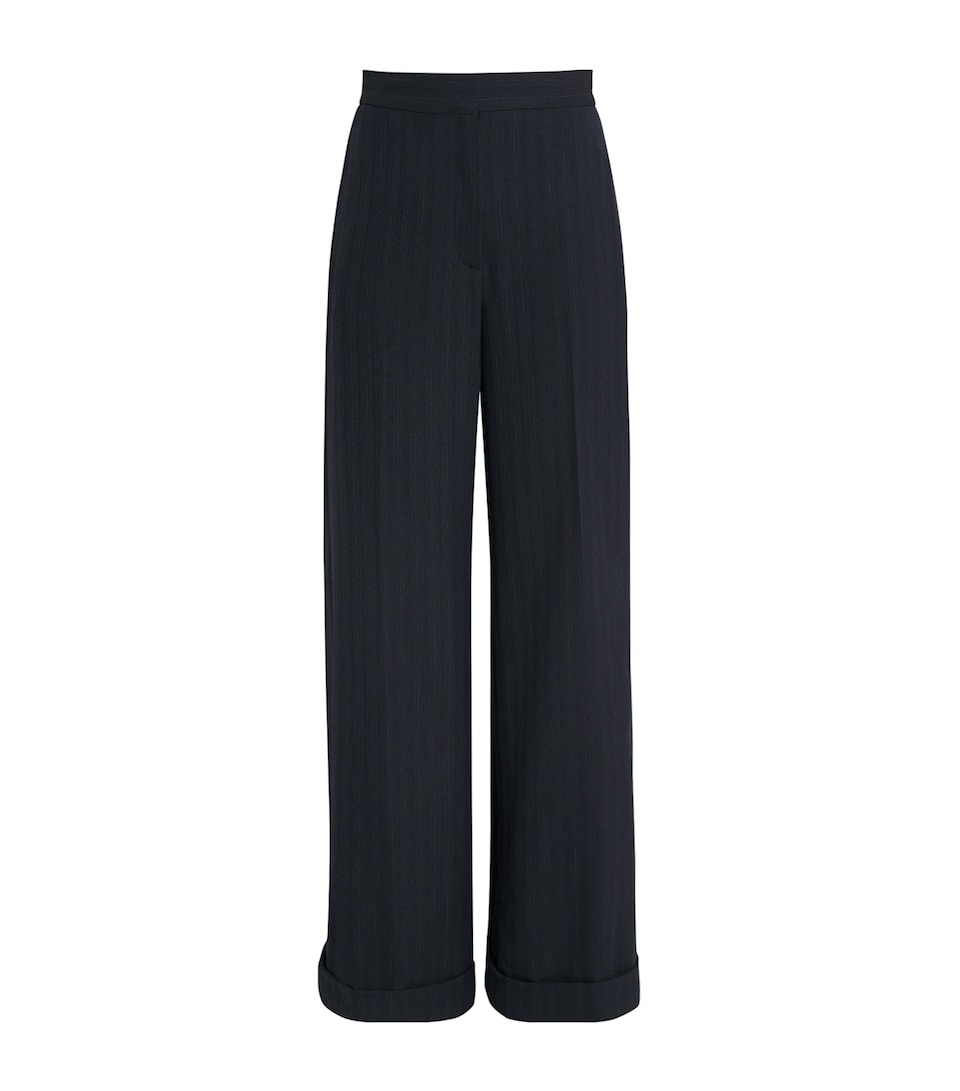 Pinstripe Wide-Leg Tailored Trousers