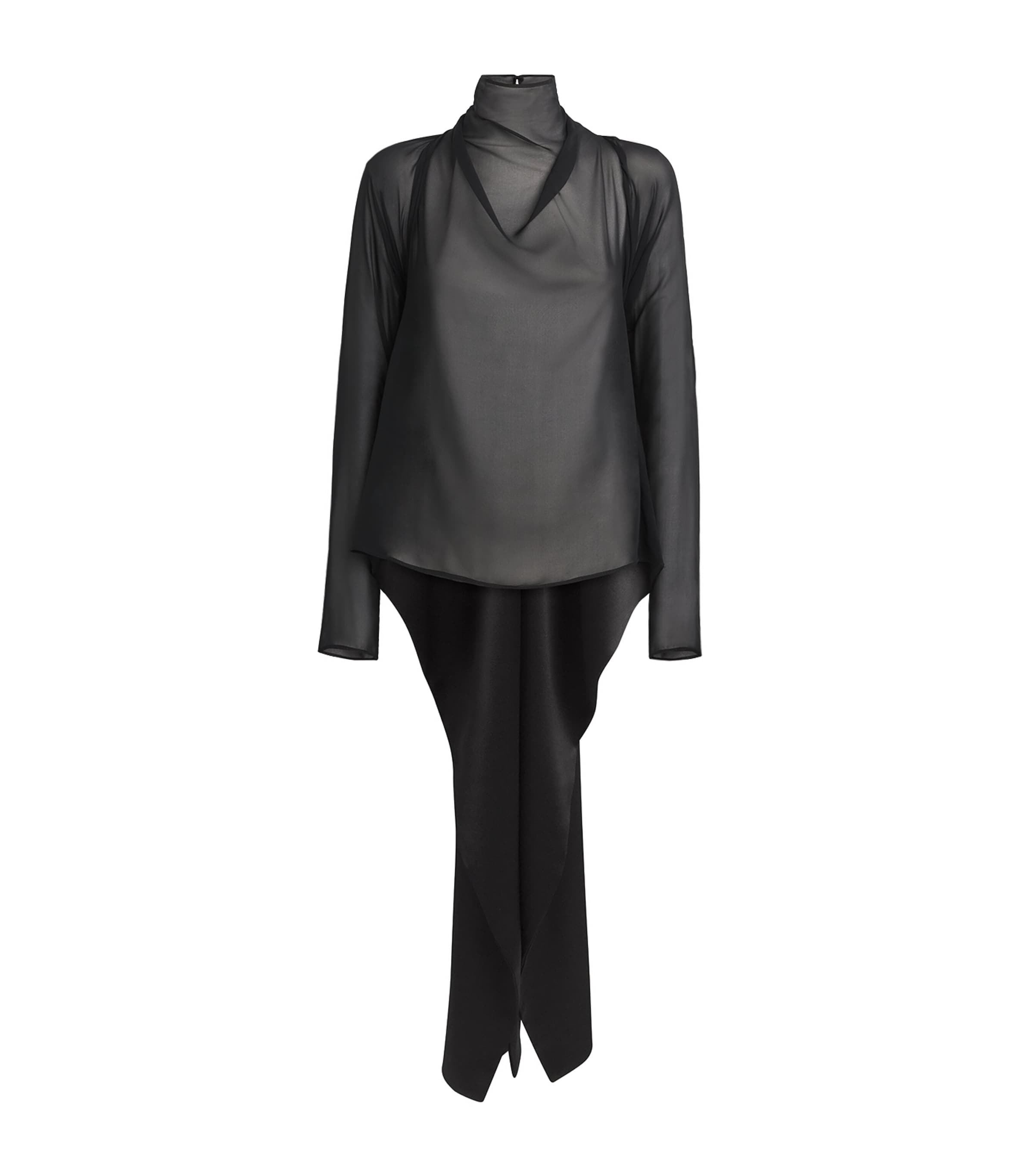 ESSE Studios Womens Sheer Cartia Tie Blouse Black