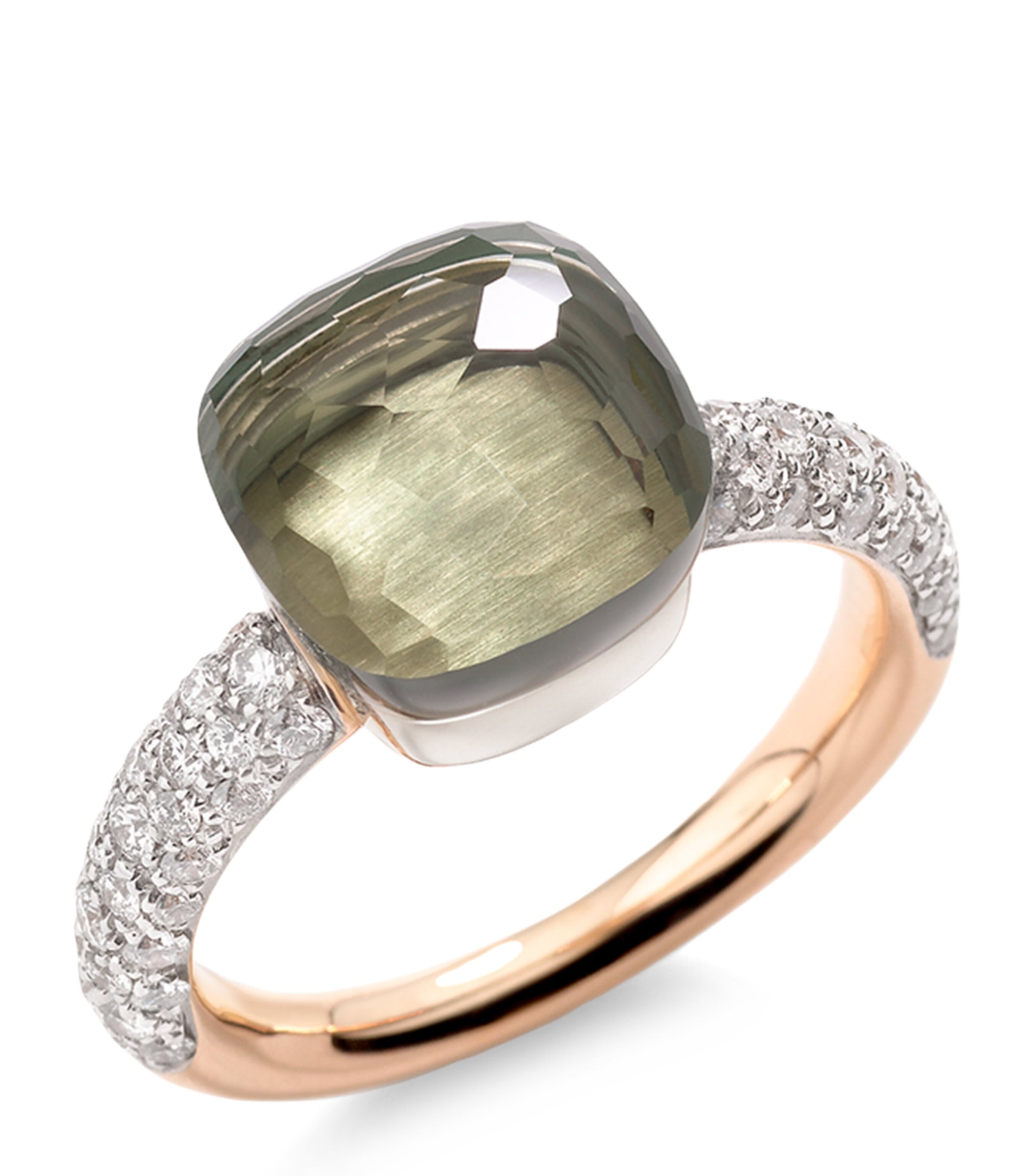 Rose Gold, Diamond and Prasiolite Nudo Classic Ring