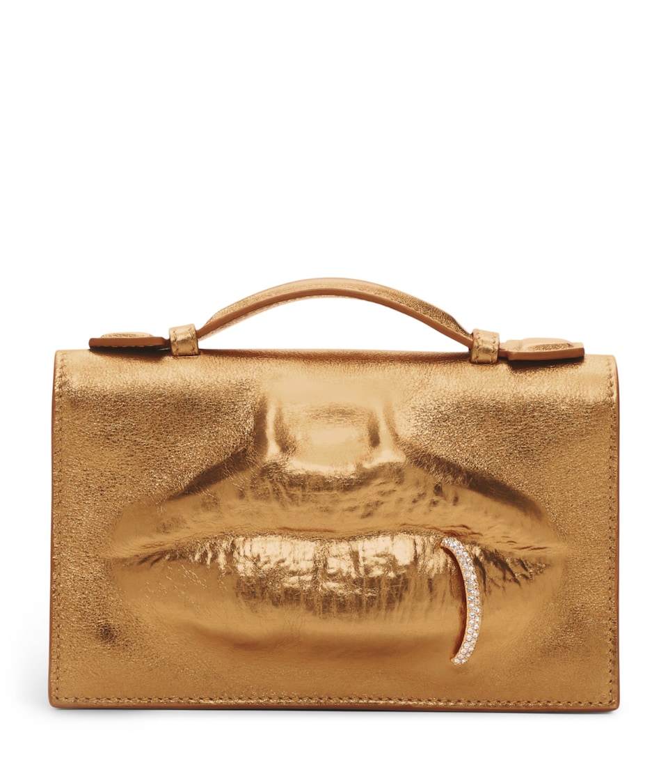 Leather Moulded Mouth Clutch Bag