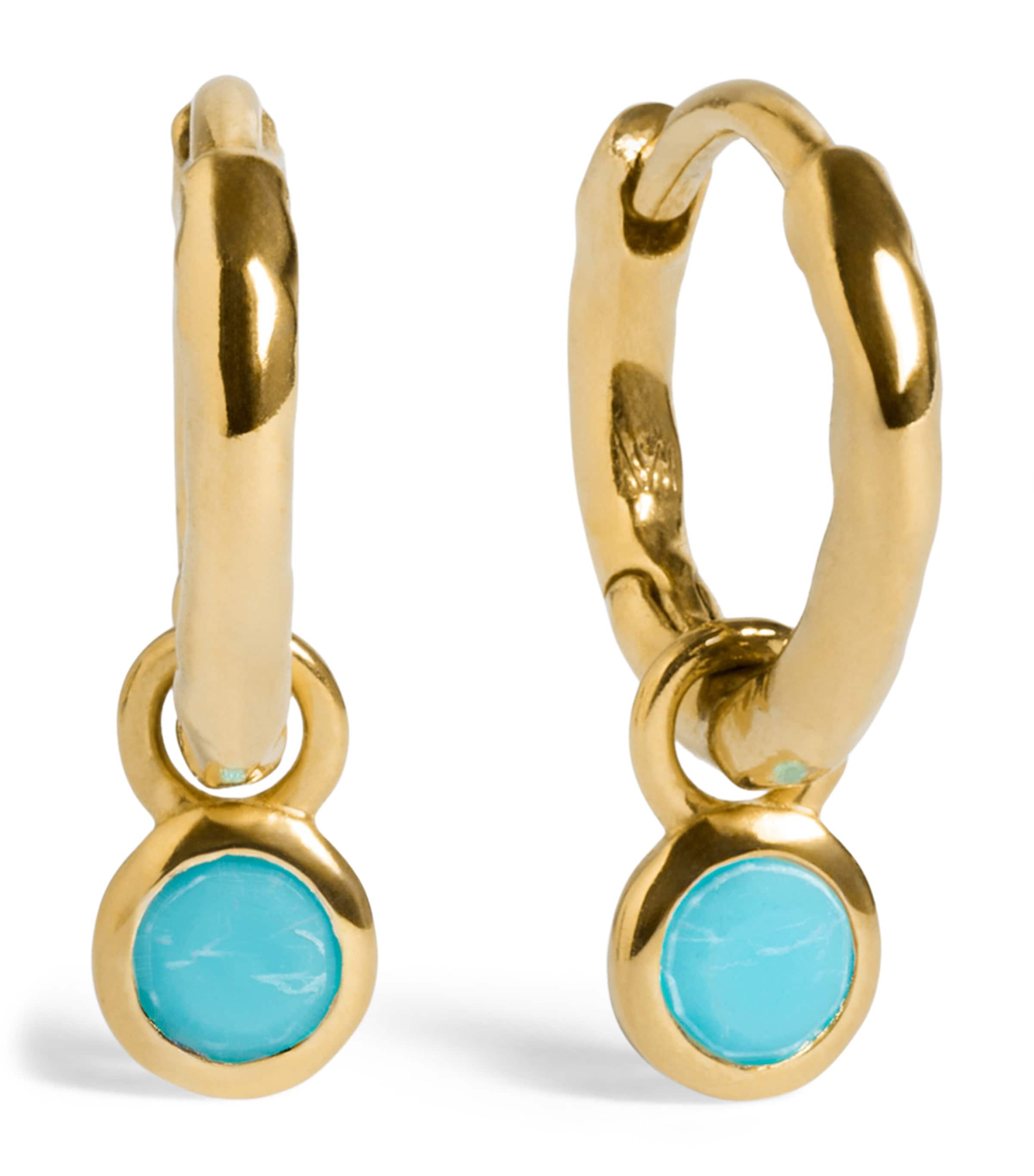 Monica Vinader Gold Vermeil and Turquoise December Birthstone Huggie Earrings Turquoise