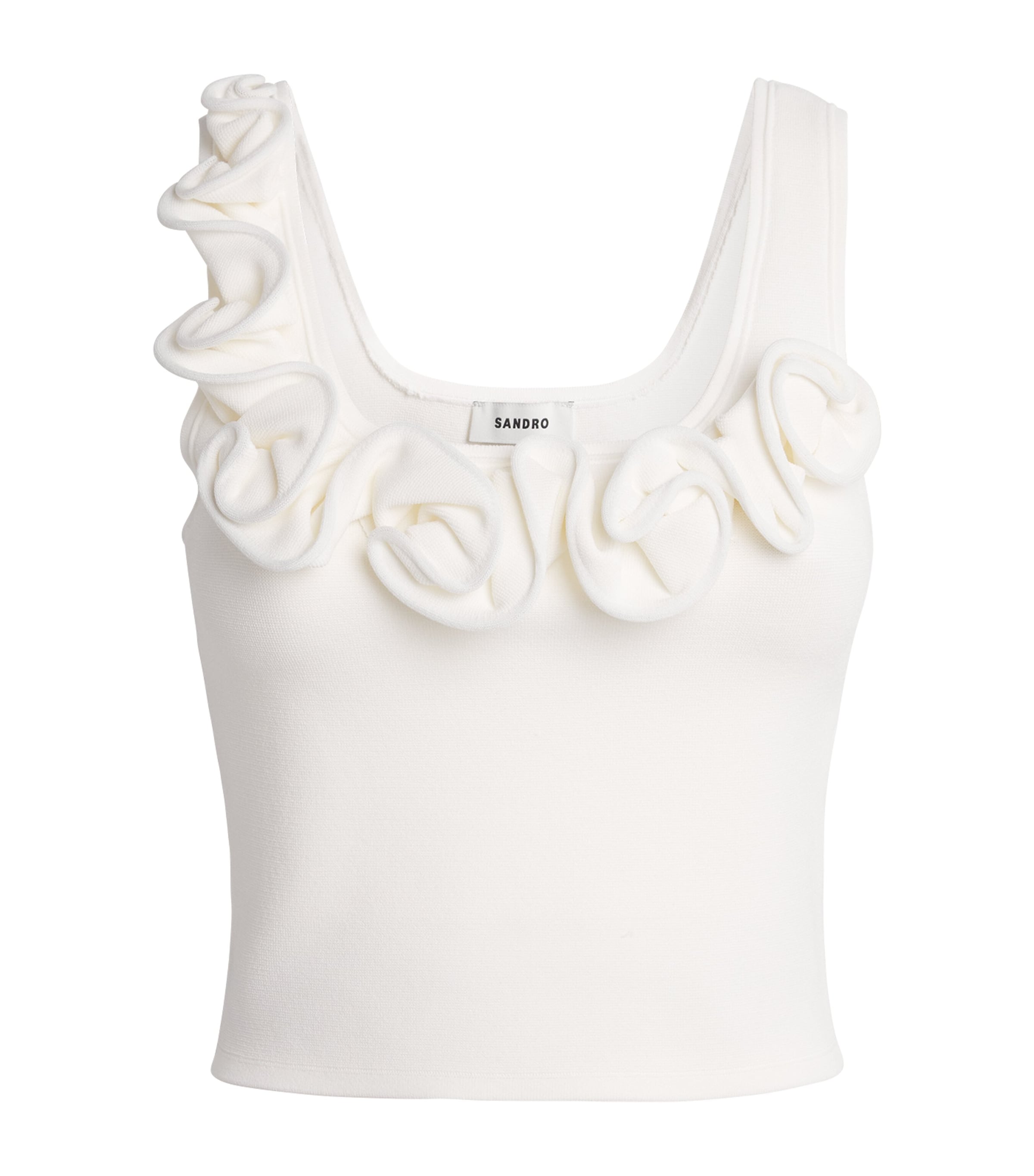 Sandro Paris Womens Knitted Floral Tank Top White