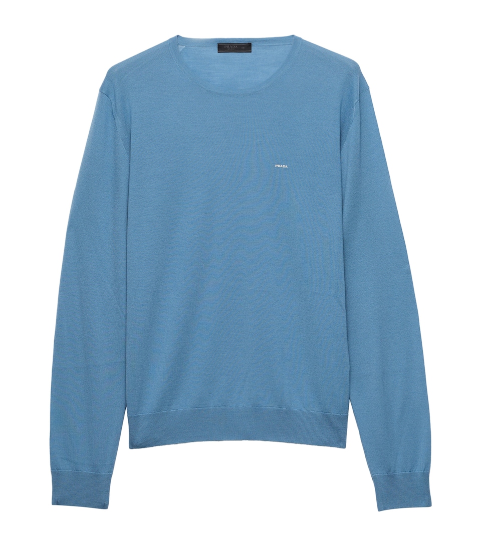 Prada Mens Wool Logo Sweater Blue