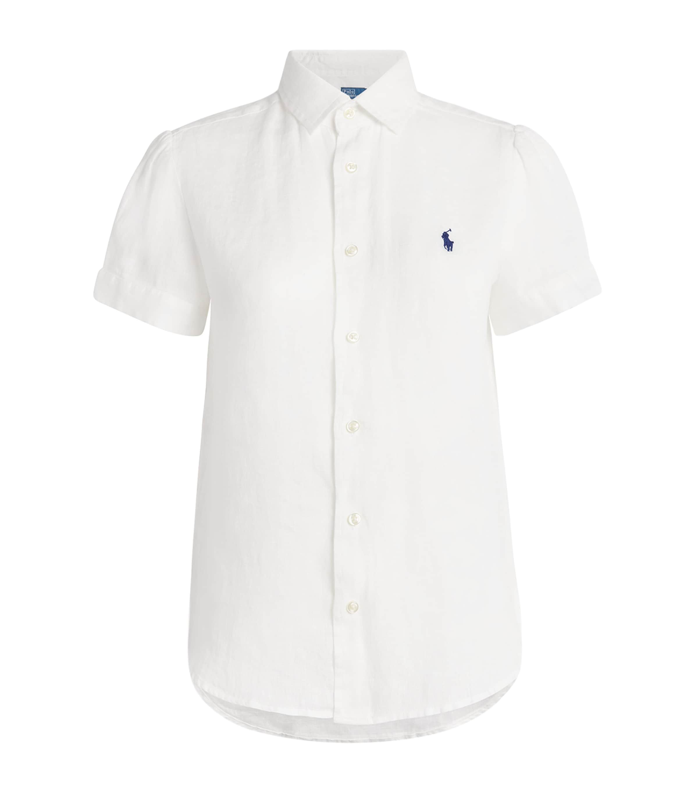 Polo Ralph Lauren Womens Linen Short-Sleeve Shirt Classic Oxford White