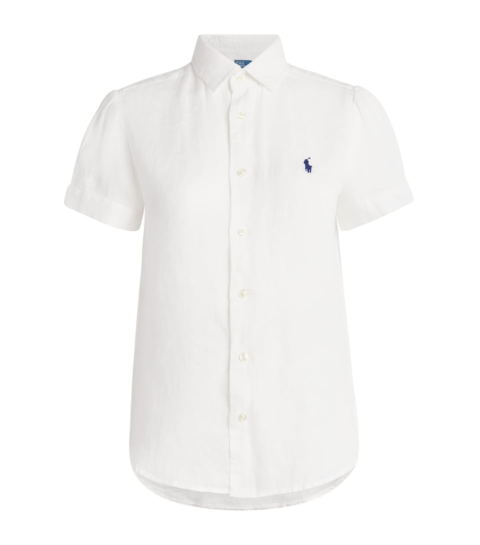 Polo Ralph Lauren Womens Linen Short-Sleeve Shirt Classic Oxford White