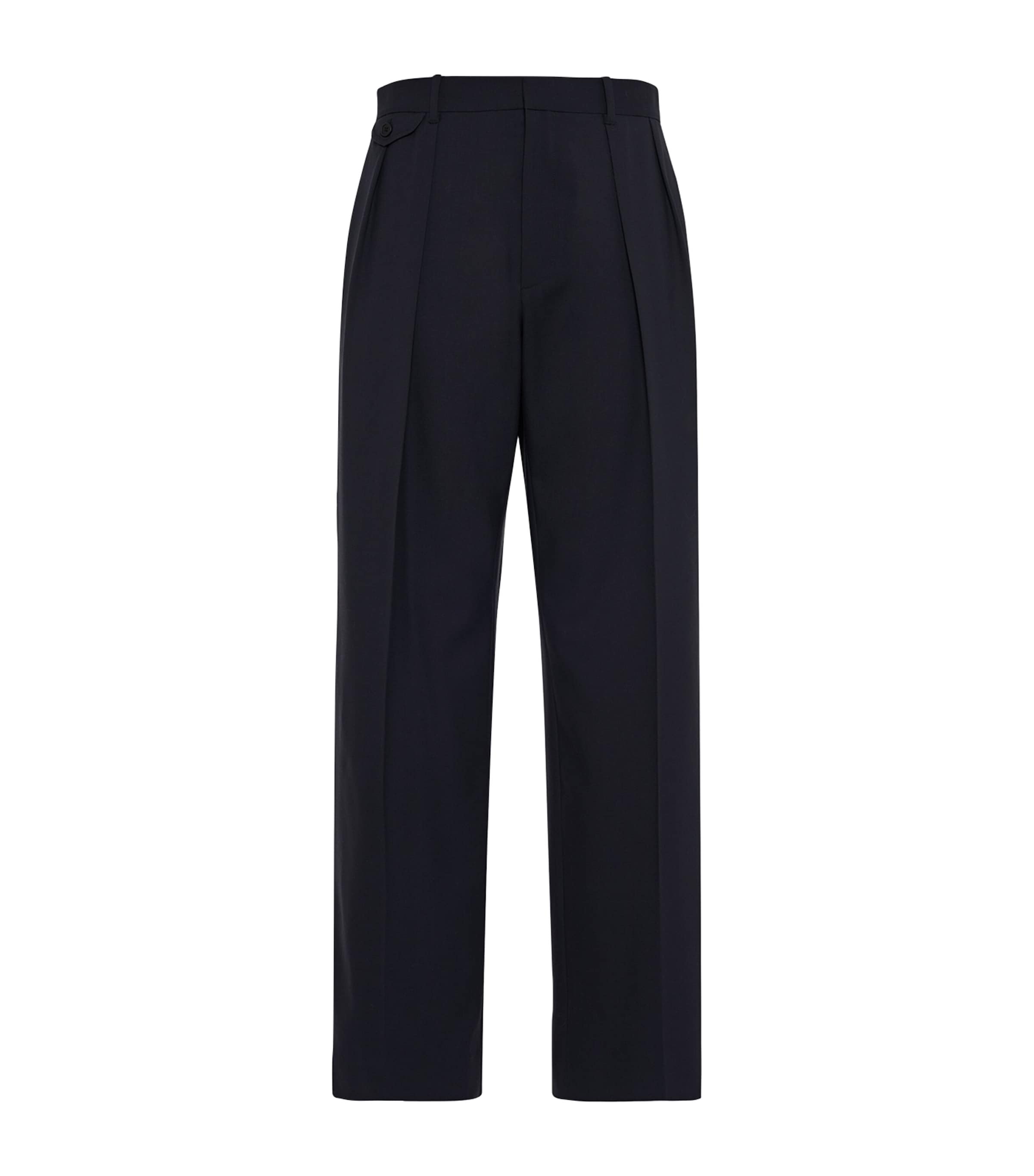 The Row Mens Marcello Wool Straight Trousers Dark Navy