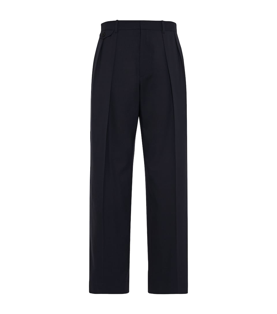 The Row Mens Marcello Wool Straight Trousers Dark Navy