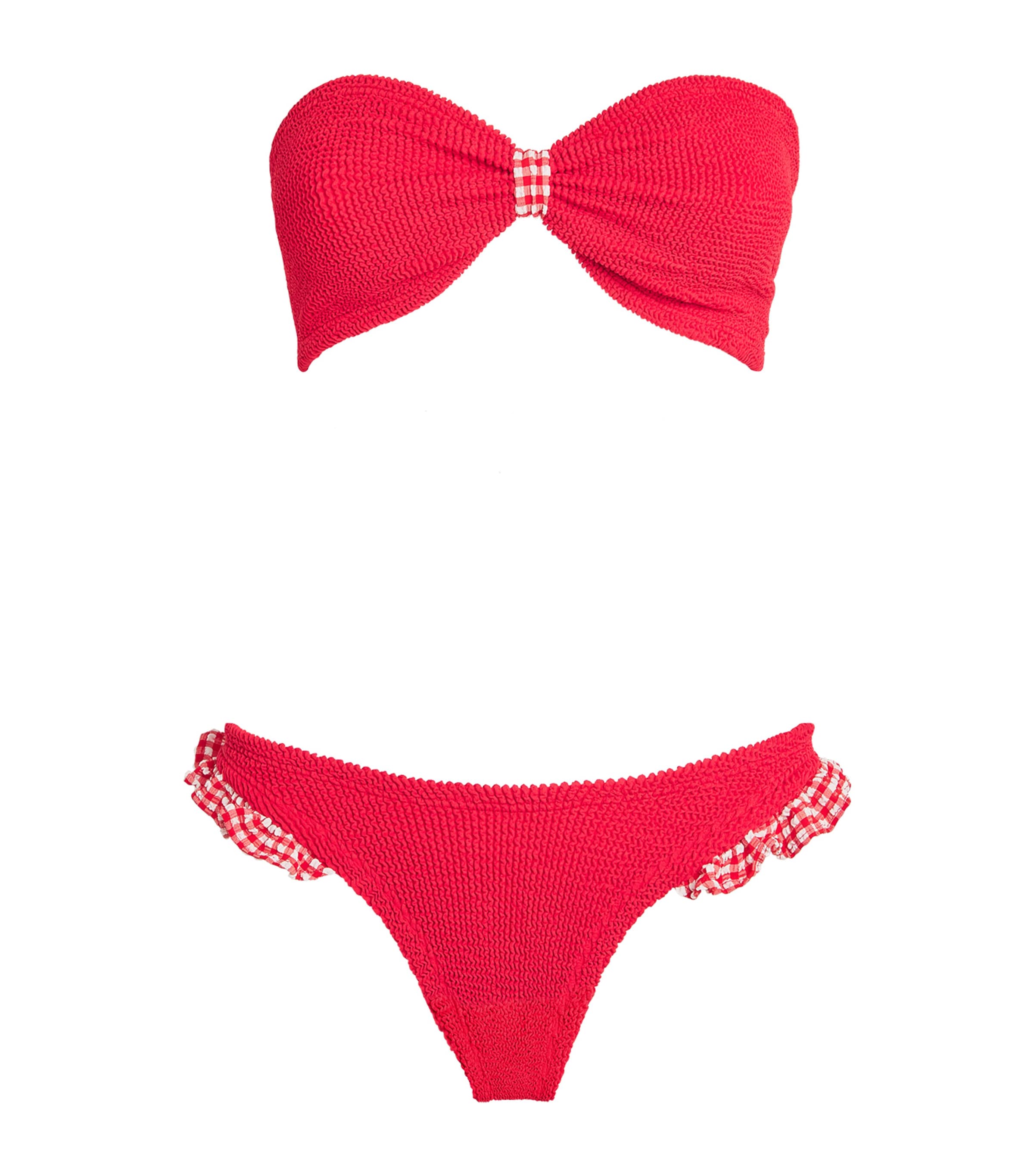 Gingham-Trim Jean Bikini