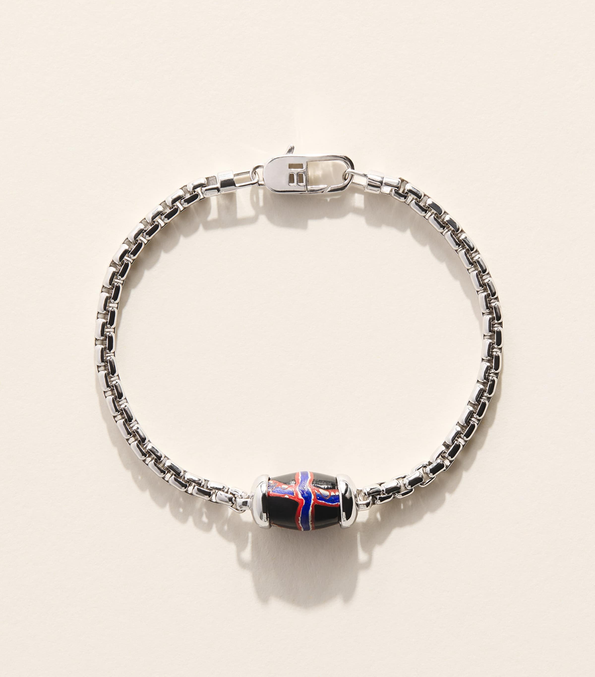 Tateossian Rhodium-Plated French Cross Chain Bracelet Black