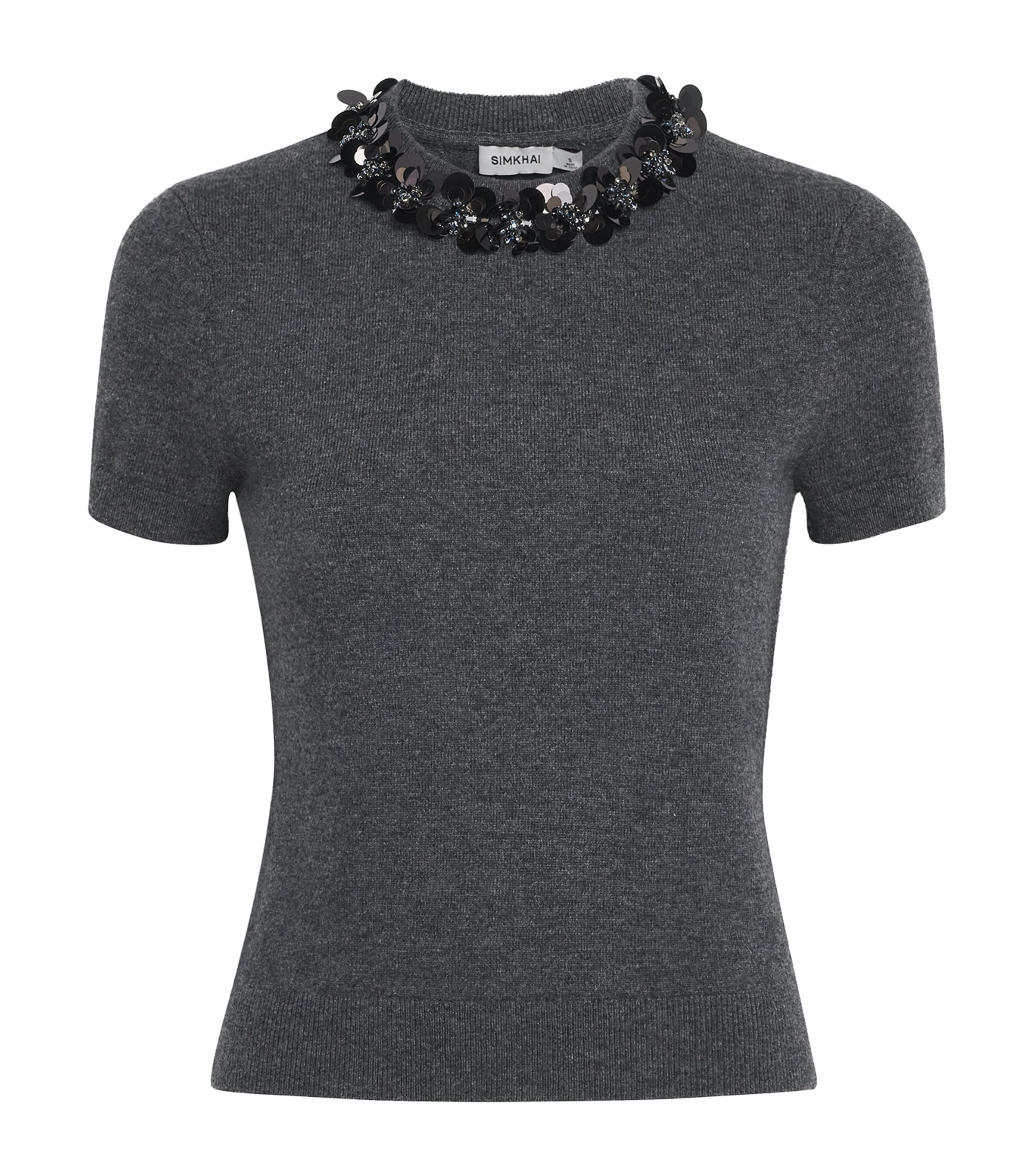 Simkhai Womens Wool-Cashmere Sophie Sweater Charcoal Dusty Blue