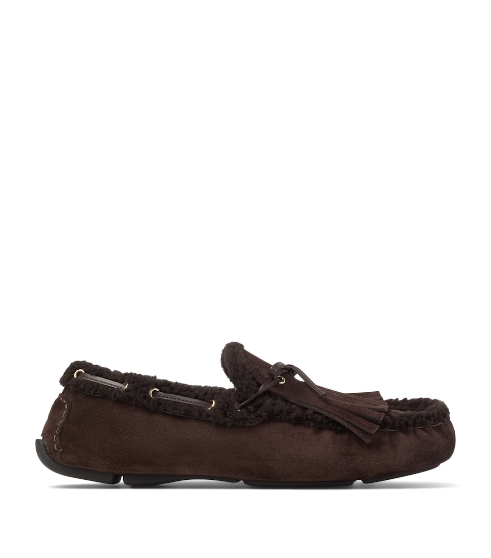 Manon Suede Shearling-Lined Loafers