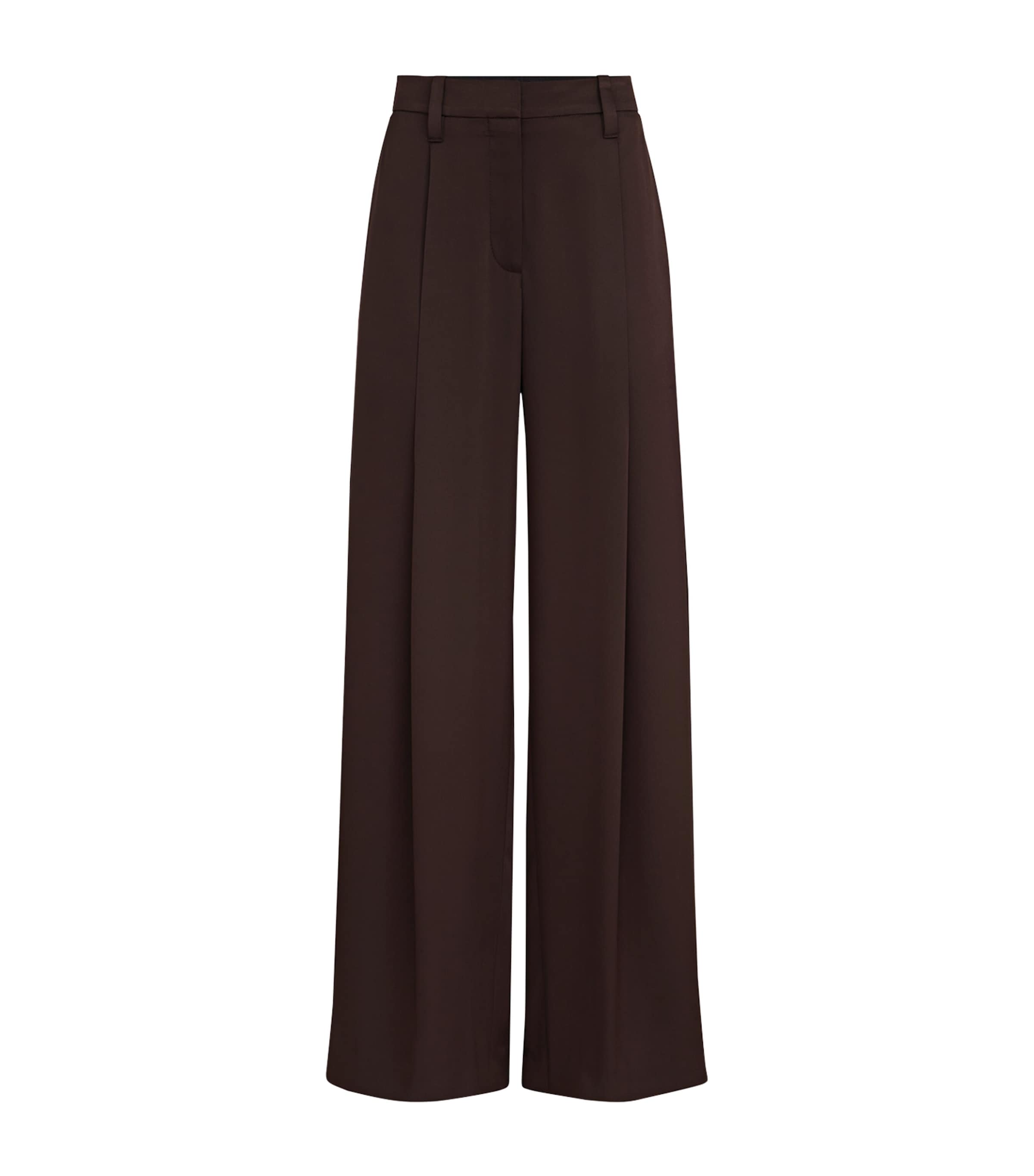 Brunello Cucinelli Womens Silk Satin Wide-Leg Trousers