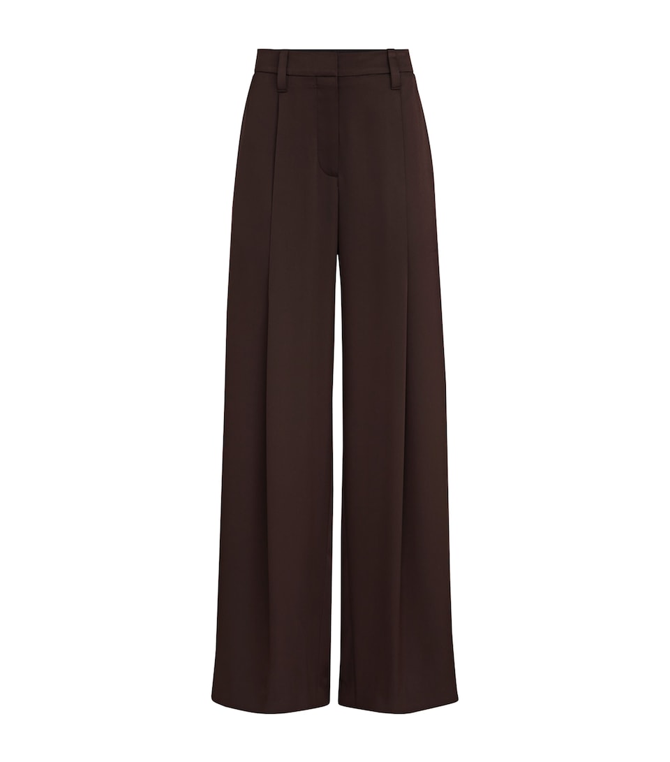 Brunello Cucinelli Womens Silk Satin Wide-Leg Trousers