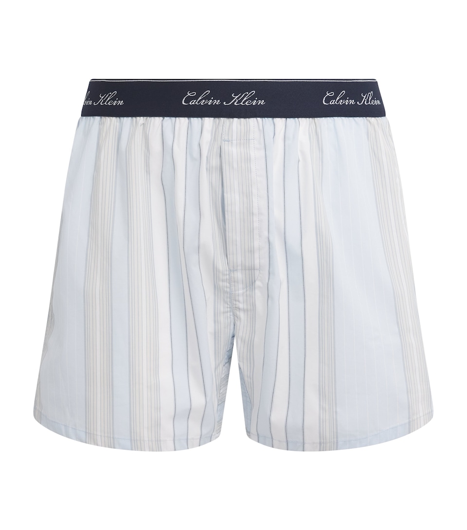 Calvin Klein Mens Cotton Poplin Stripe Pyjama Shorts Crest Stripe Ic