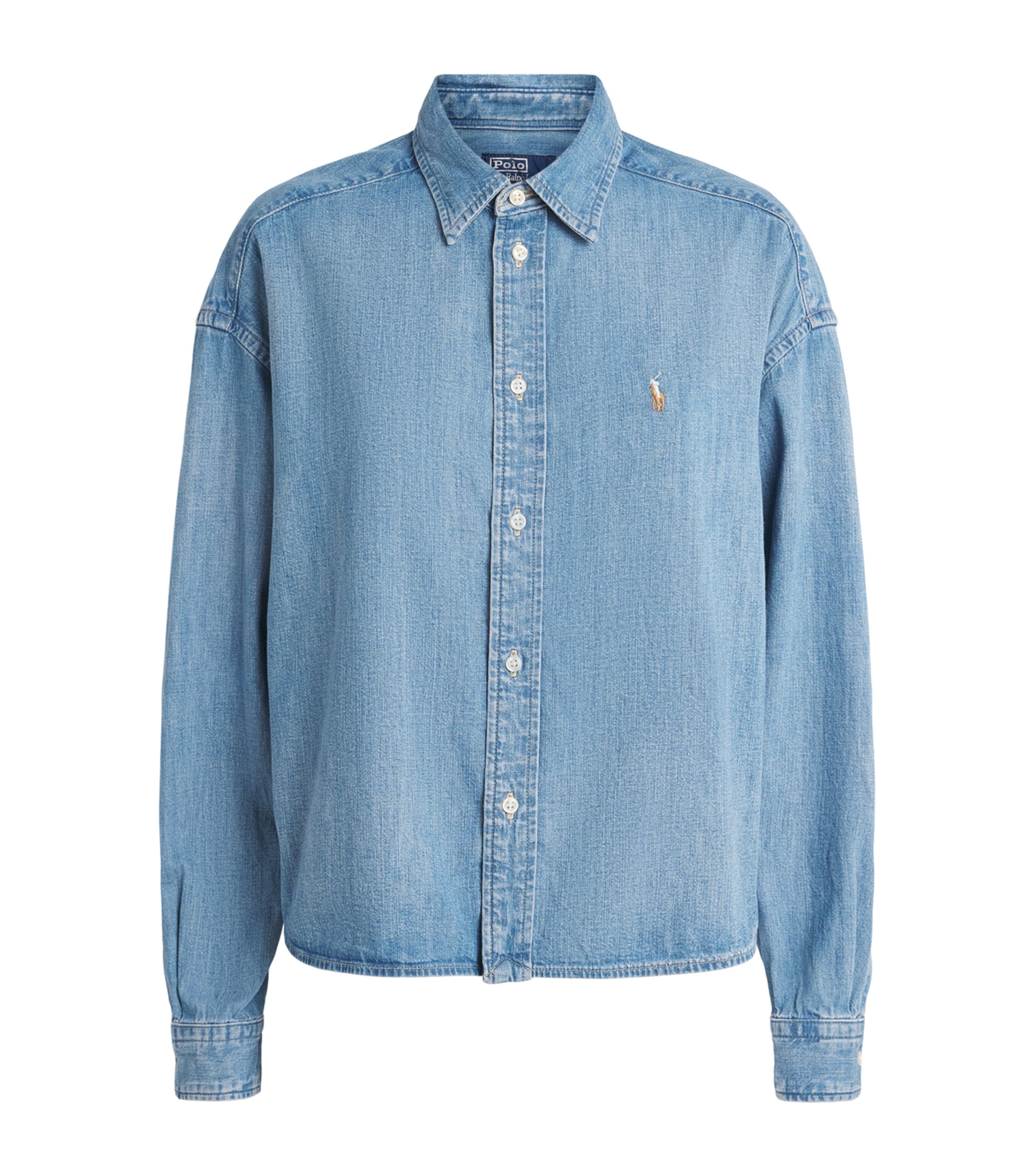 Polo Ralph Lauren Womens Denim Polo Pony Shirt Zaia Wash