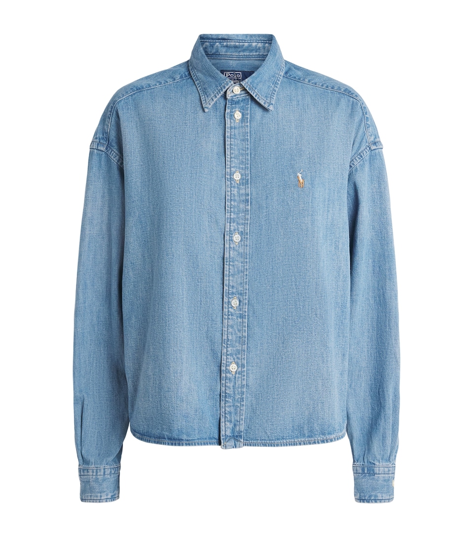 Polo Ralph Lauren Womens Denim Polo Pony Shirt Zaia Wash