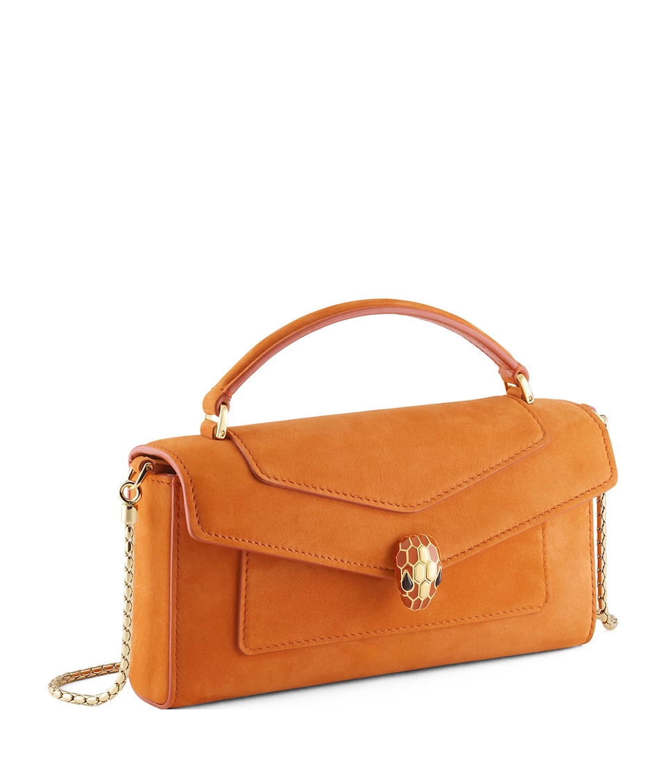 Bvlgari Nubuck Serpenti Forever Phone Pouch Orange
