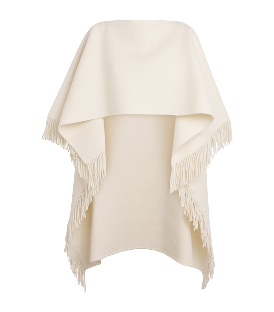 Wool-Blend Fringe Poncho