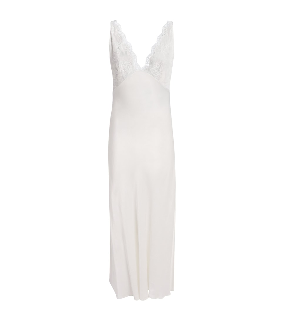Bocan Womens Satin-Lace Mila Nightdress Off White
