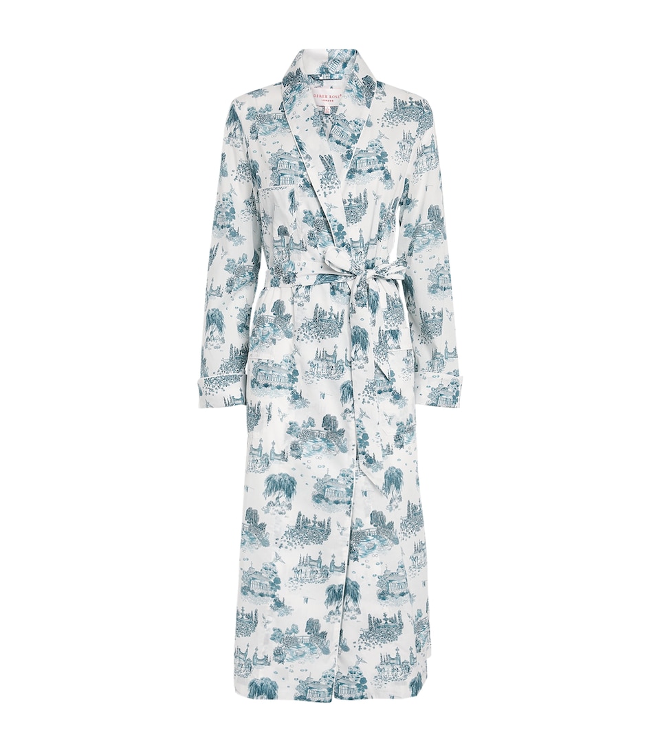 Derek Rose Womens Cotton Print Ledbury Night Robe White