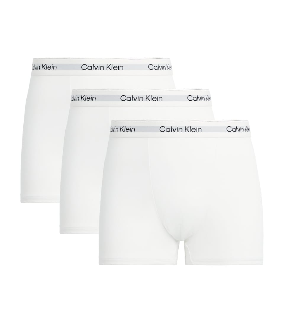 Calvin Klein Mens Cotton Stretch Icon Trunks (Pack of 3) White/white/whi