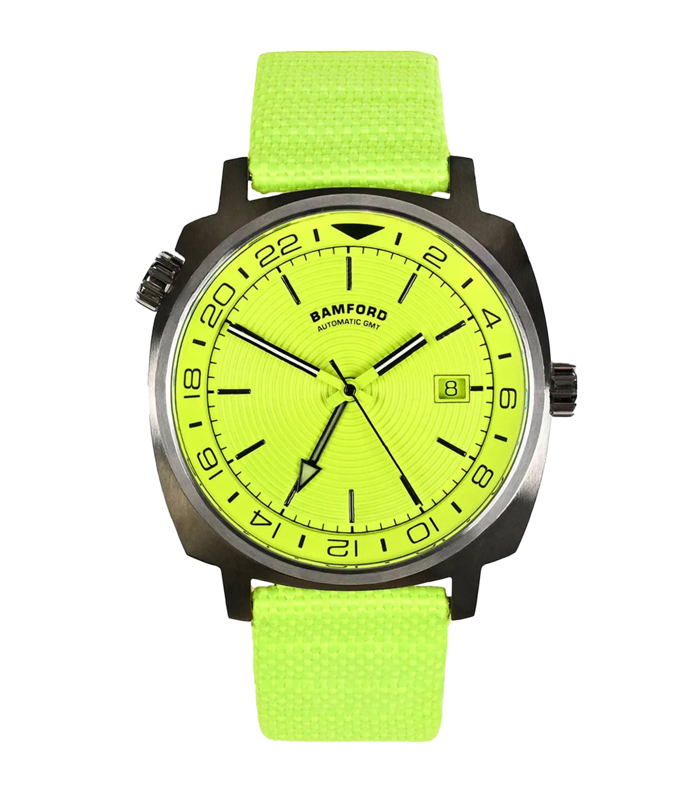 Bamford London Stainless Steel GMT Neon Series Watch 40mm Neon Lime