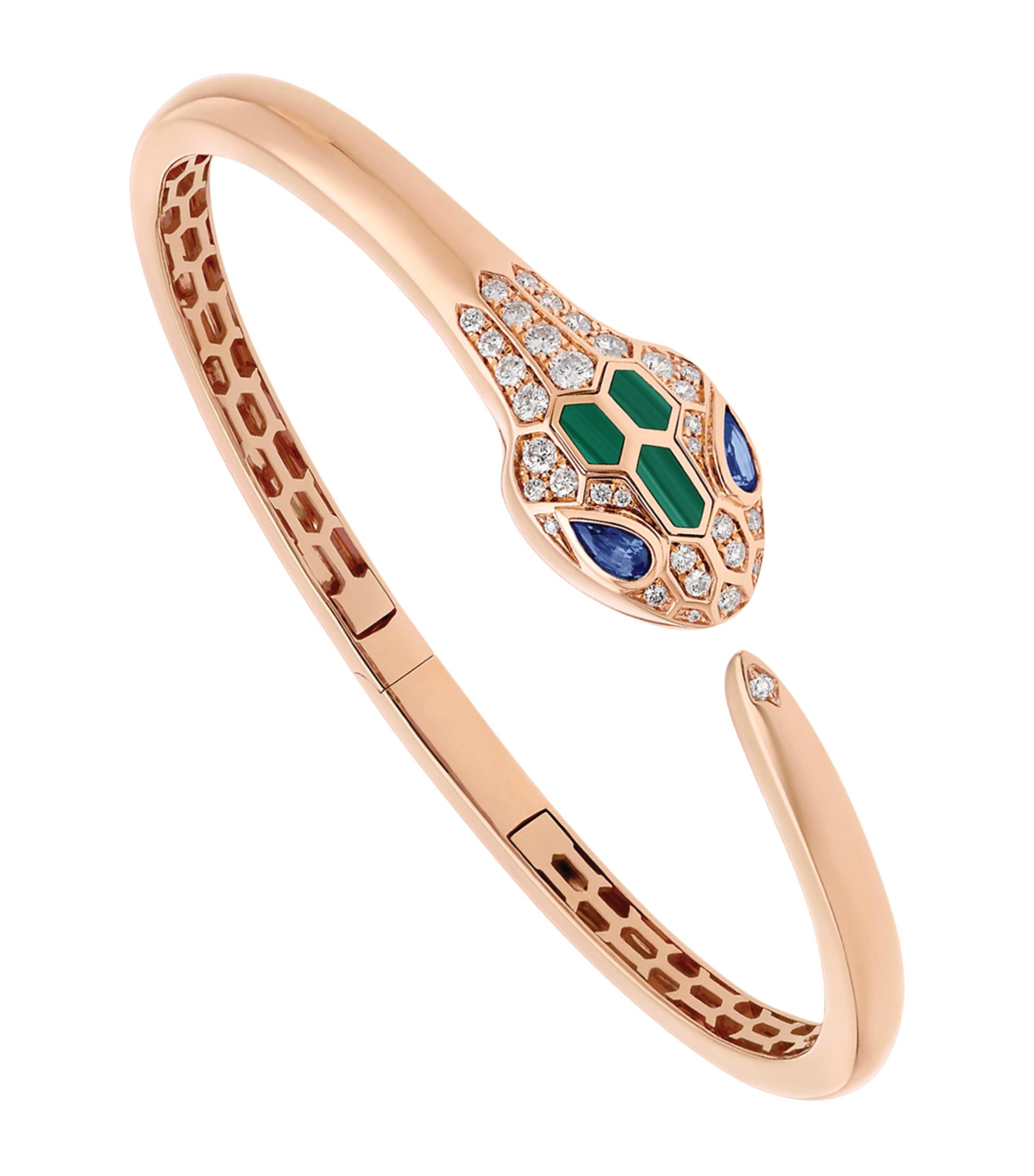 Rose Gold And Precious Stone Serpenti Bangle