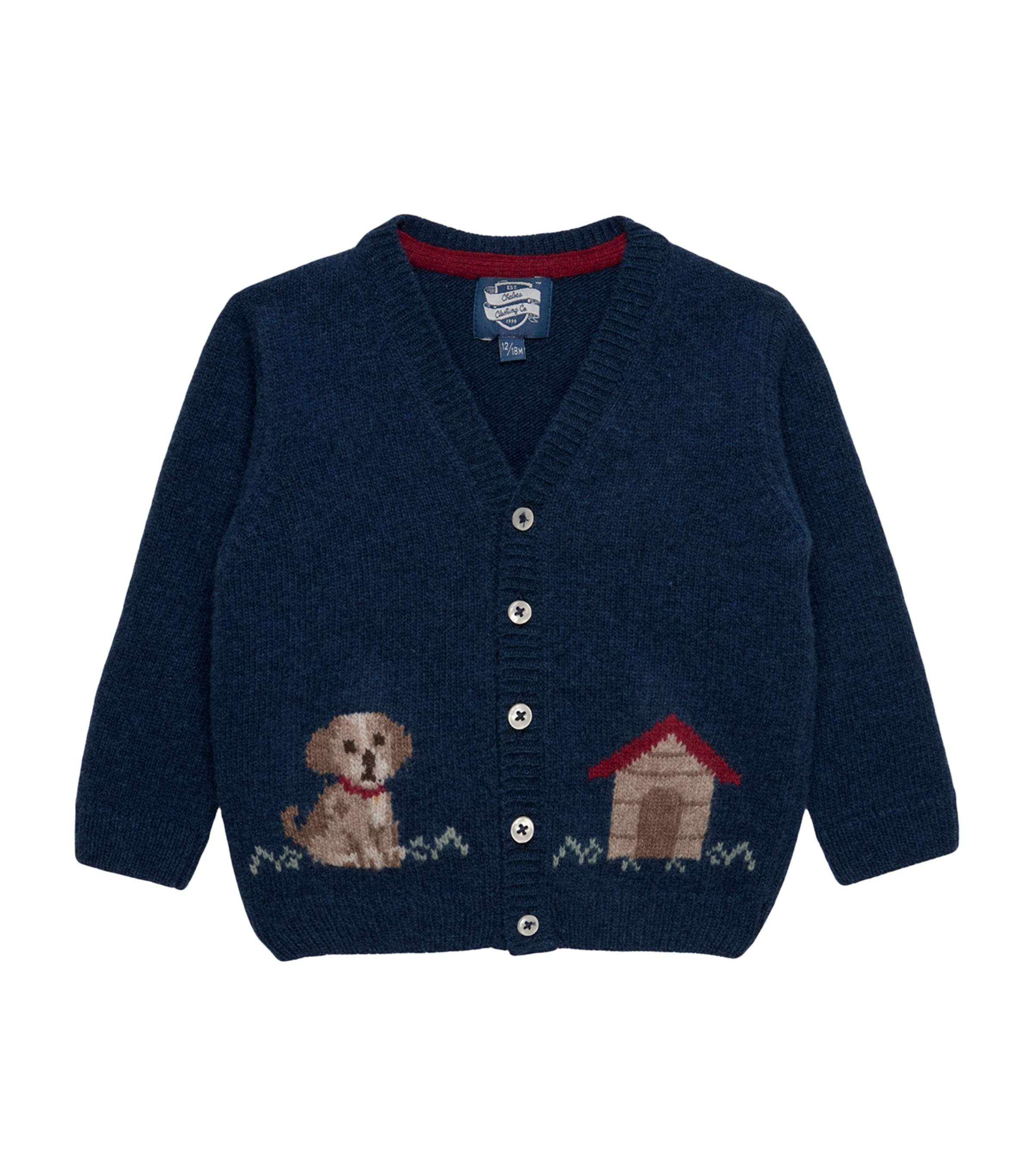 Trotters Wool-Blend Puppy Cardigan (3-24 Months) Navy