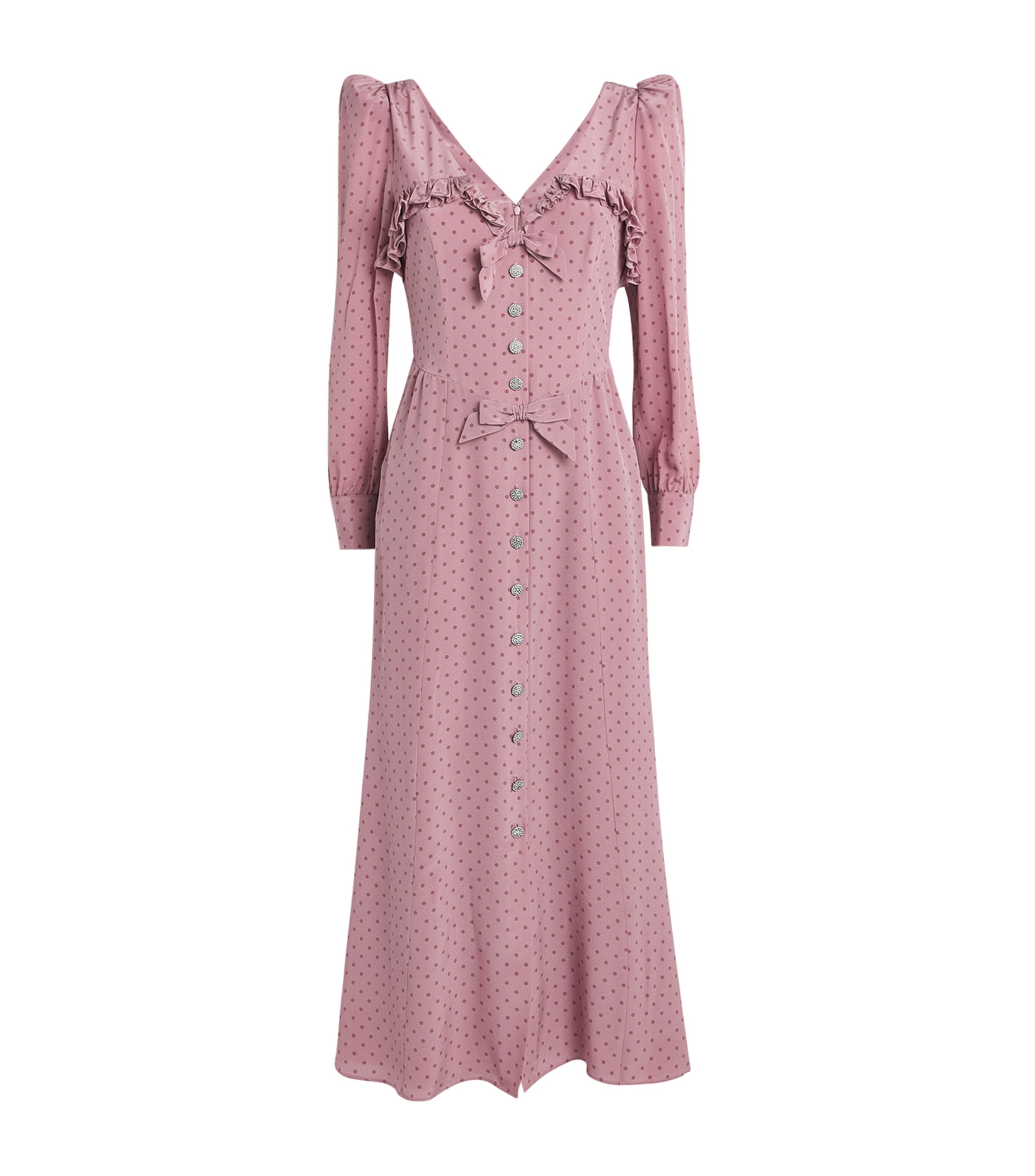 Silk Crepe Polka-Dot Dress